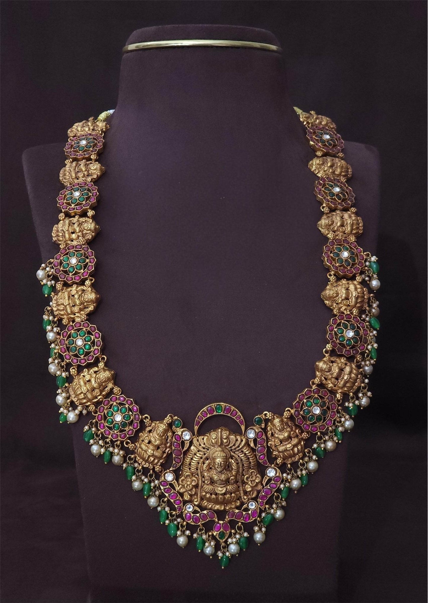 Nakshi Work with Jaadu Kundan Stones Bridal Haram - Nakshatra Jewels