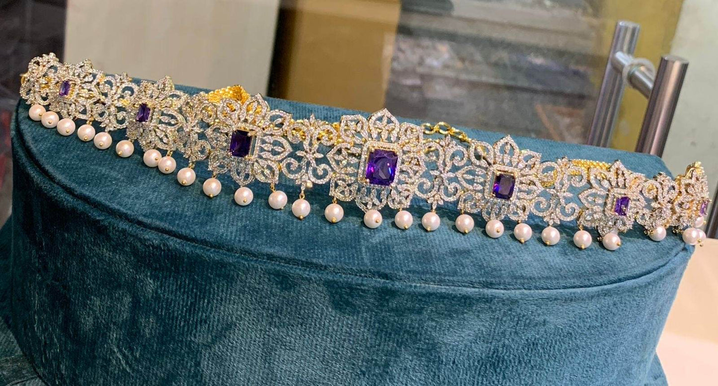 American Diamond Stones Bridal Hip Chain - Nakshatra Jewels