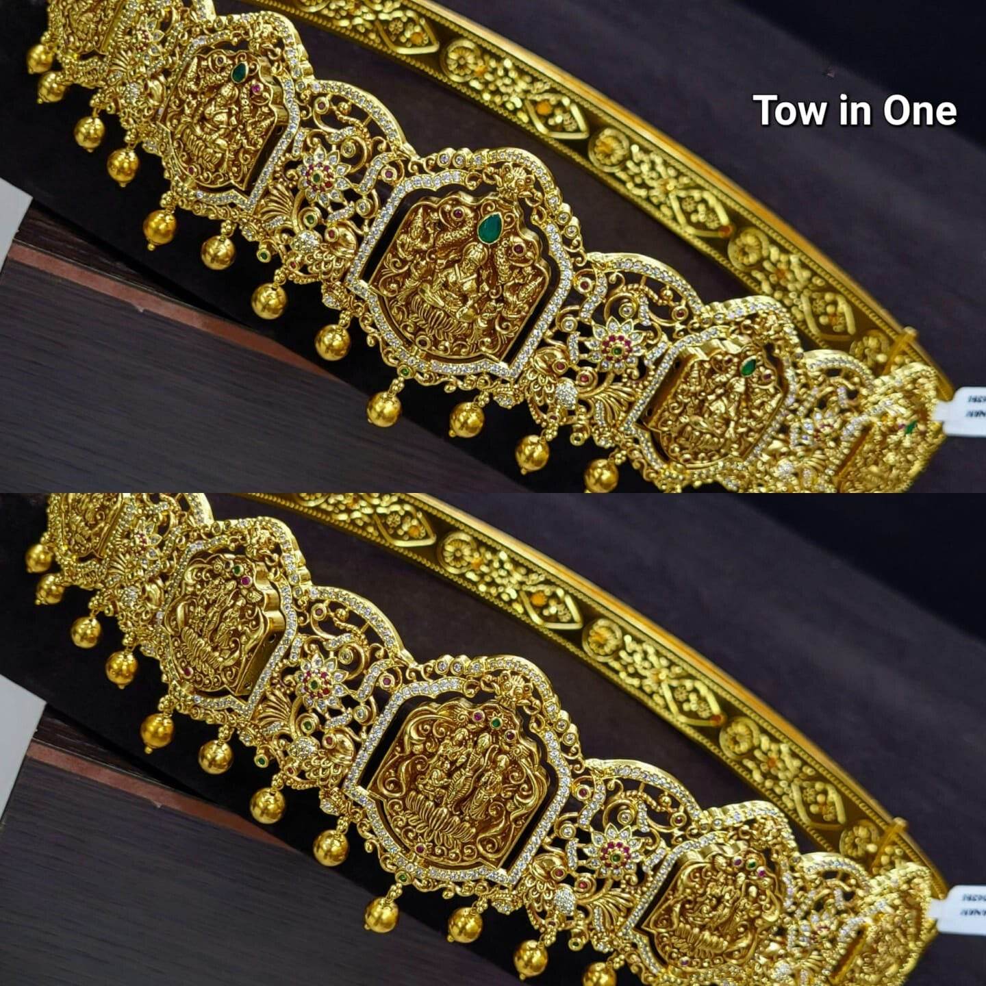 Nakshi Work with AD Stones Bridal Hip Belt (Gold Replica) - Nakshatra Jewels