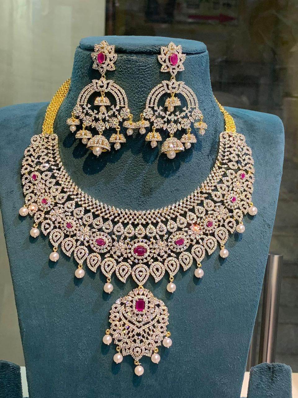 American Diamond Stones Bridal Neck set - Nakshatra Jewels