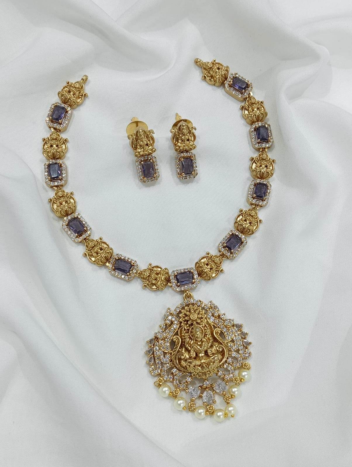 Premium Matt with AD Stones Necklace - Nakshatra Jewels