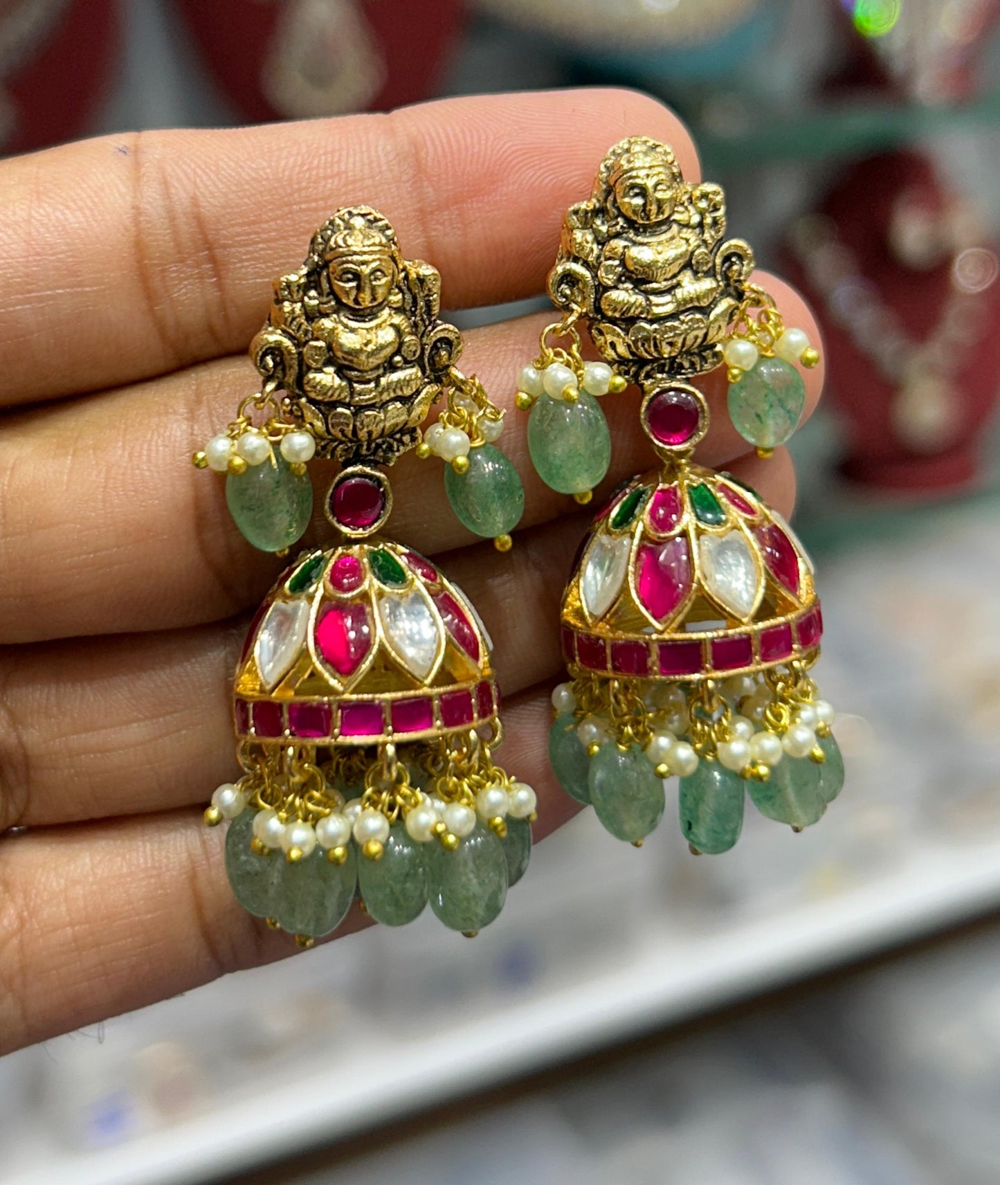 Jaadu Kundan Stones Bridal Earrings