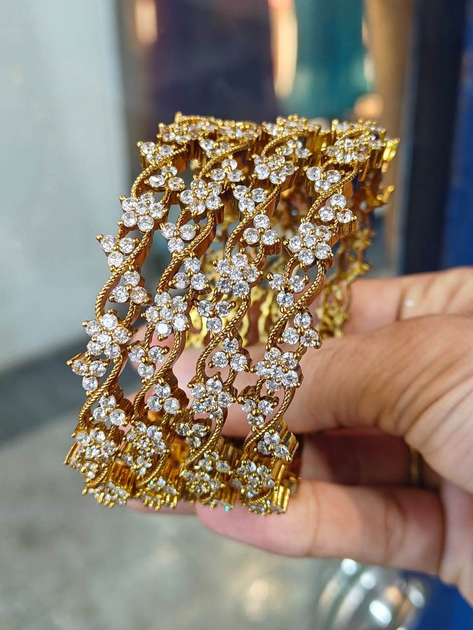 Premium Matt with AD Stones Bangles - Nakshatra Jewels