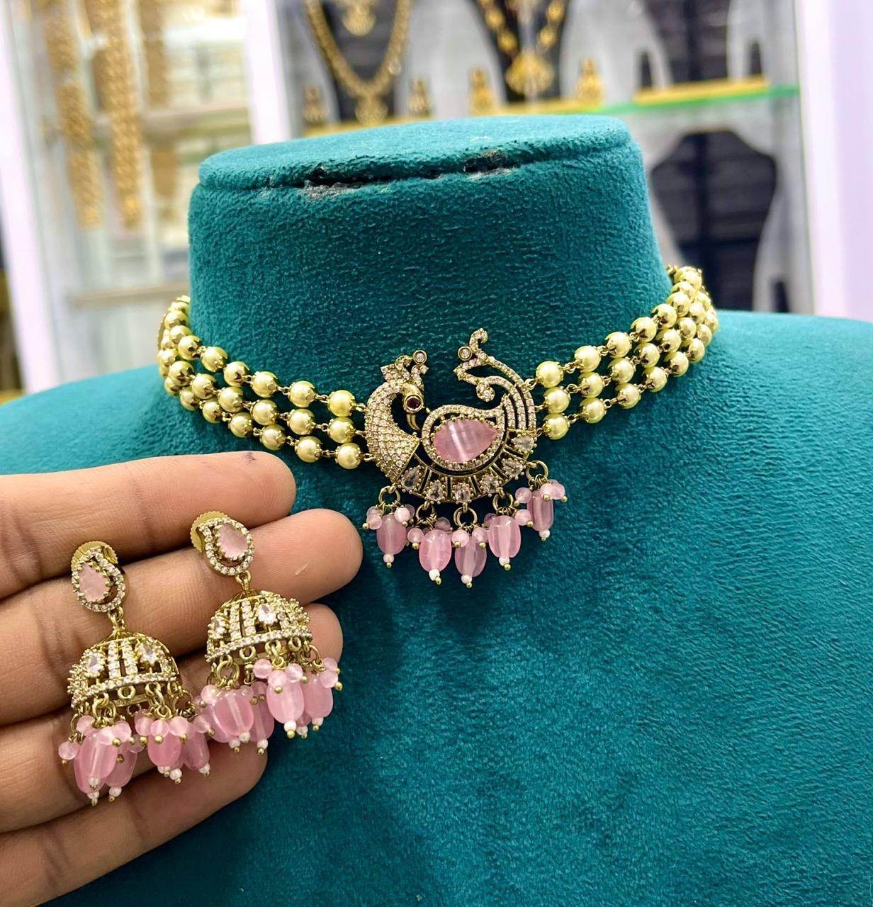 Victorian Polish AD Stones Choker - Nakshatra Jewels