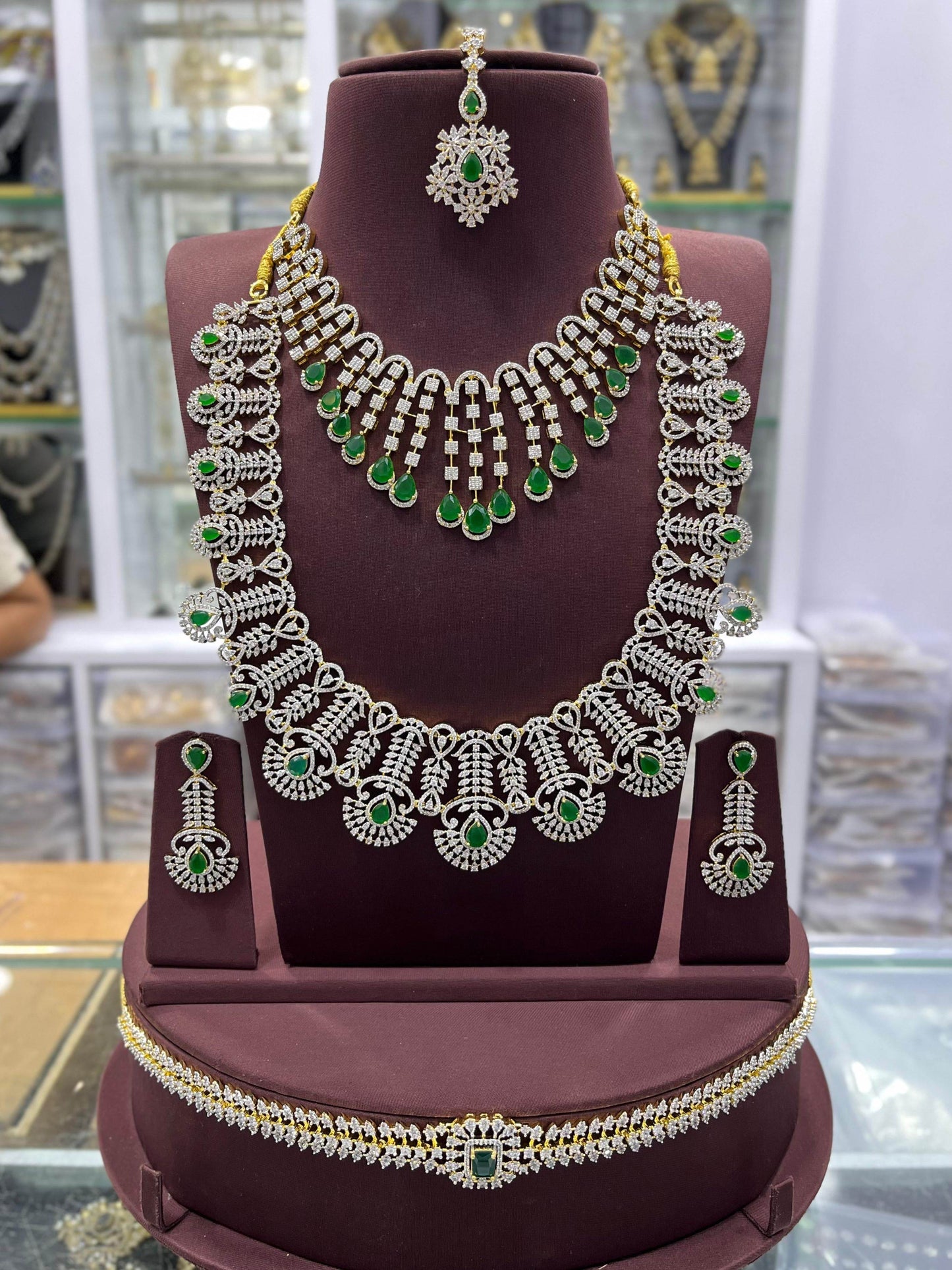 American Diamond Stones Bridal Combo Set - Nakshatra Jewels