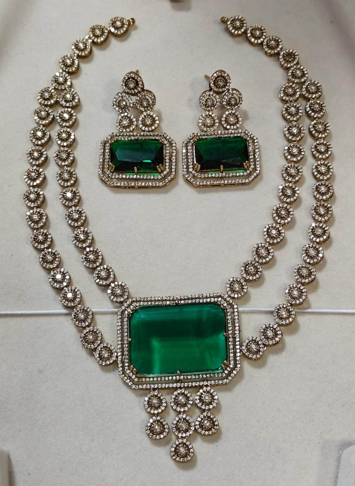 Victorian Polish with AD Stones Bridal Necklace - Nakshatra Jewels