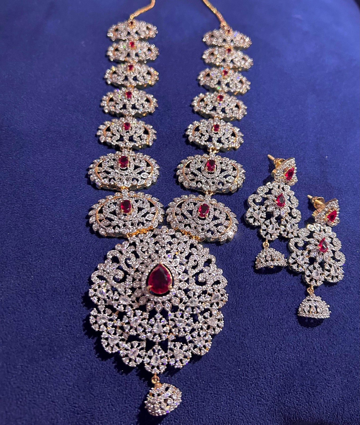 American Diamond Stones Bridal Haram - Nakshatra Jewels