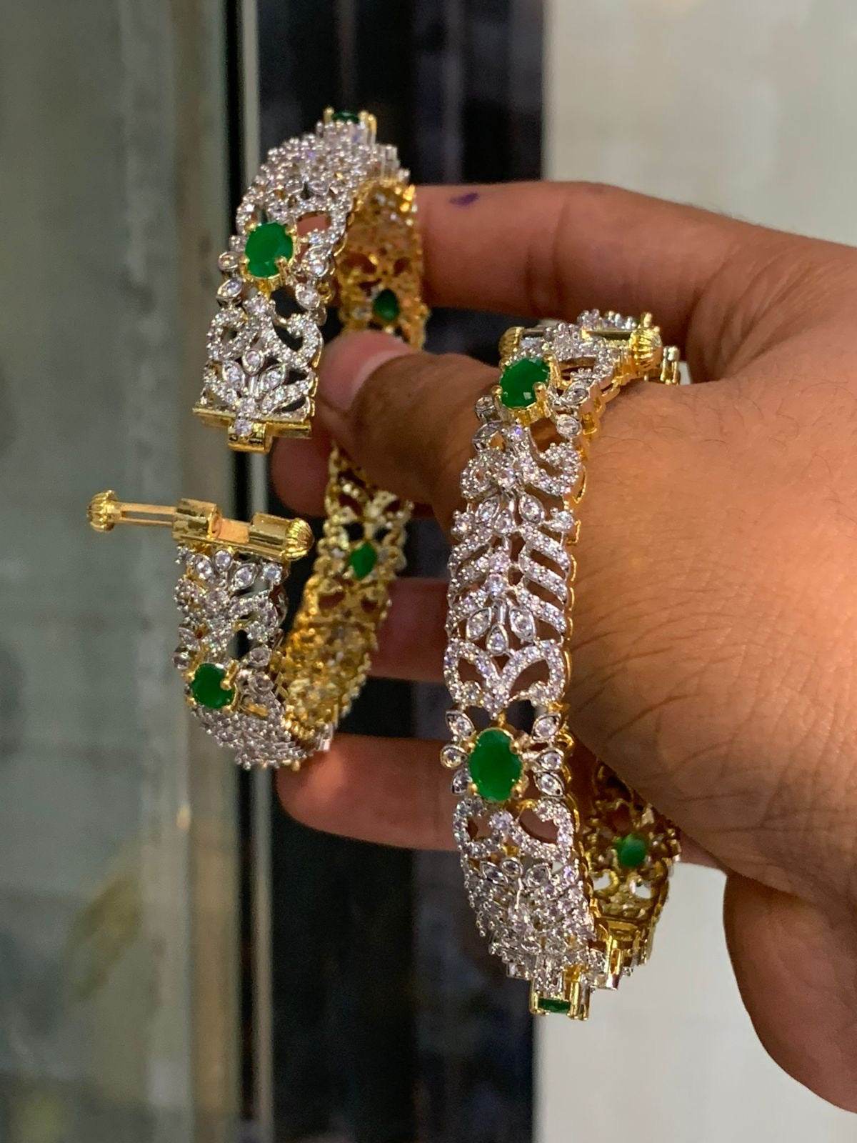 AD Stone openable Bangles - Nakshatra Jewels