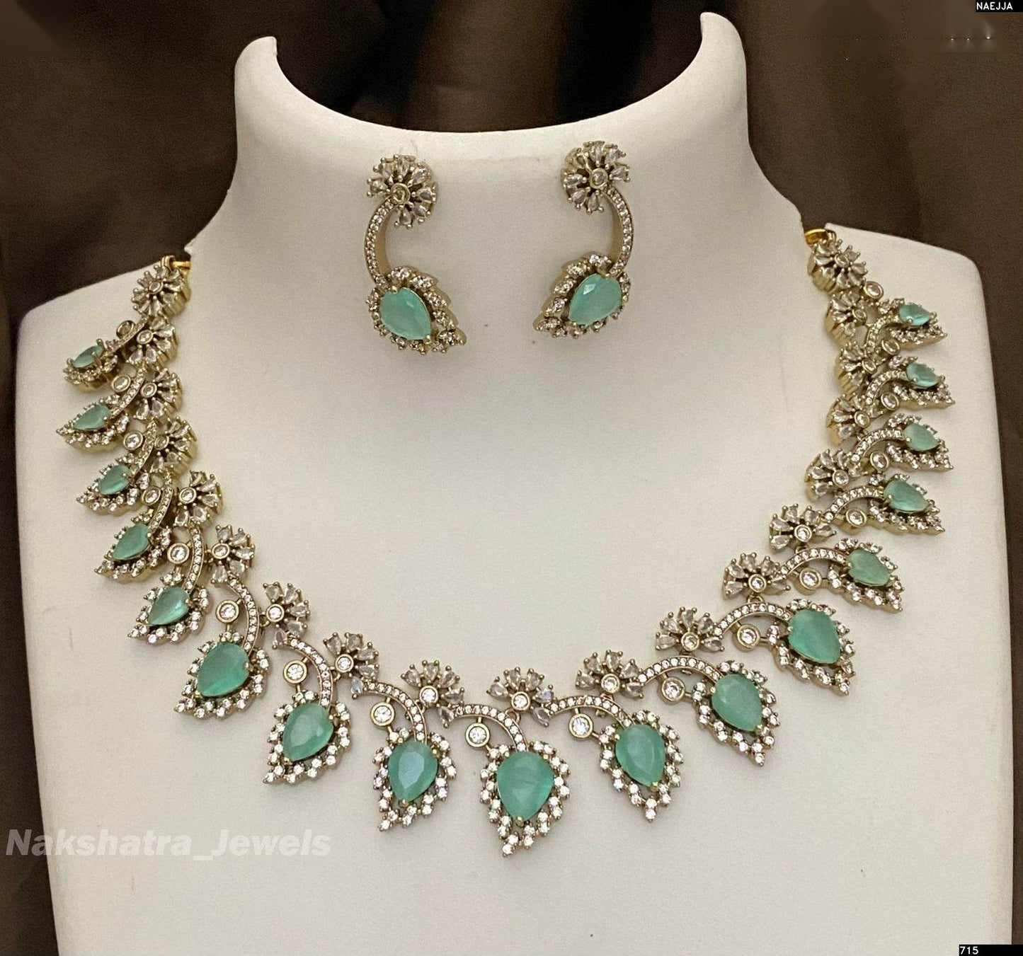 Victorian Polish AD Stones Necklace - Nakshatra Jewels