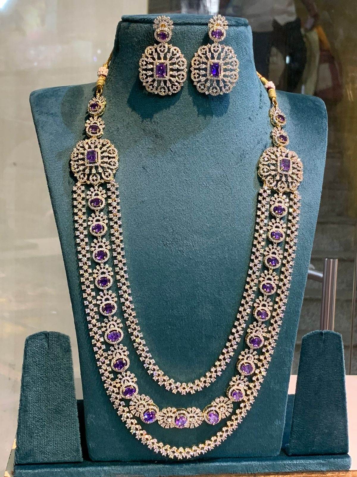 American Diamond Stones Bridal Layer Haram - Nakshatra Jewels