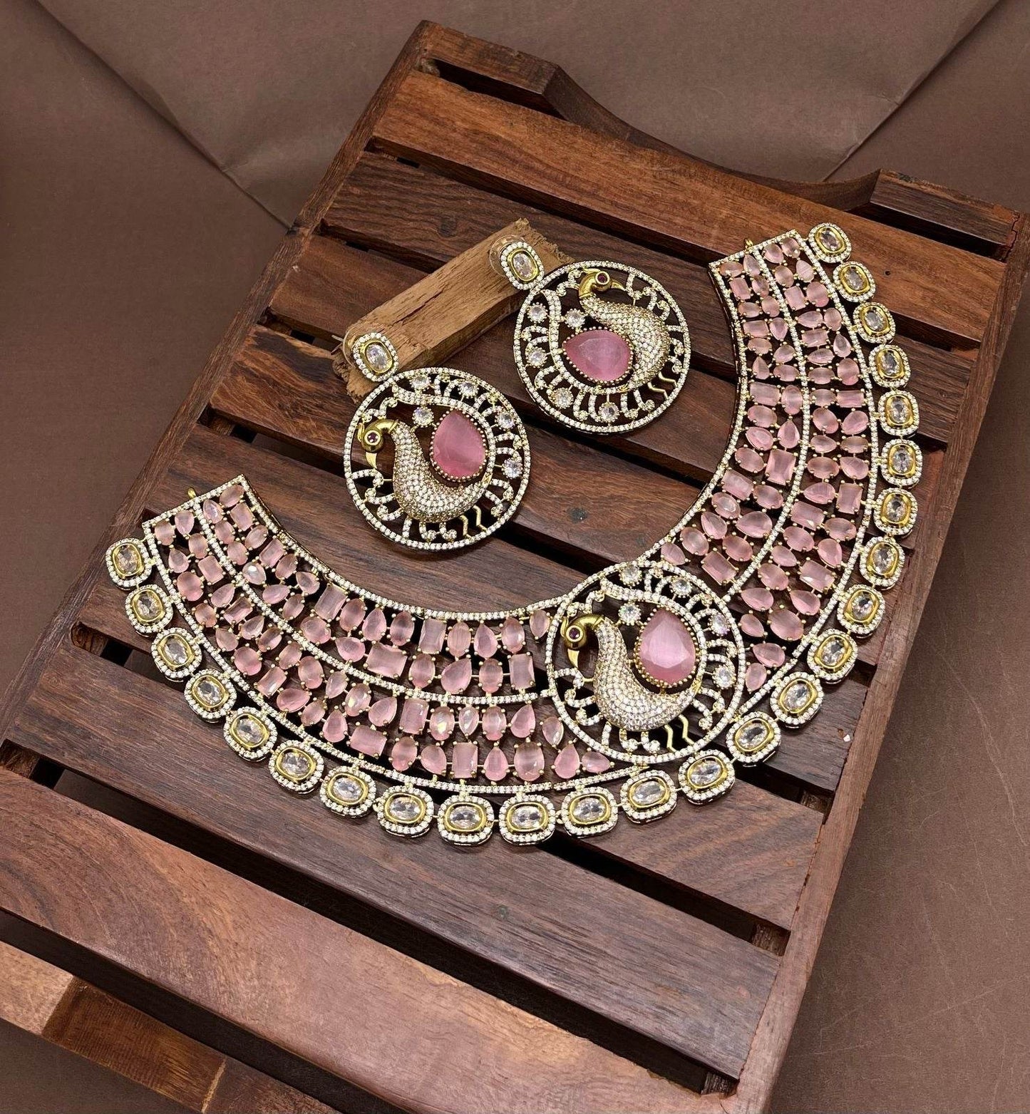 Victorian Polish with AD Stones Neck set - Nakshatra Jewels