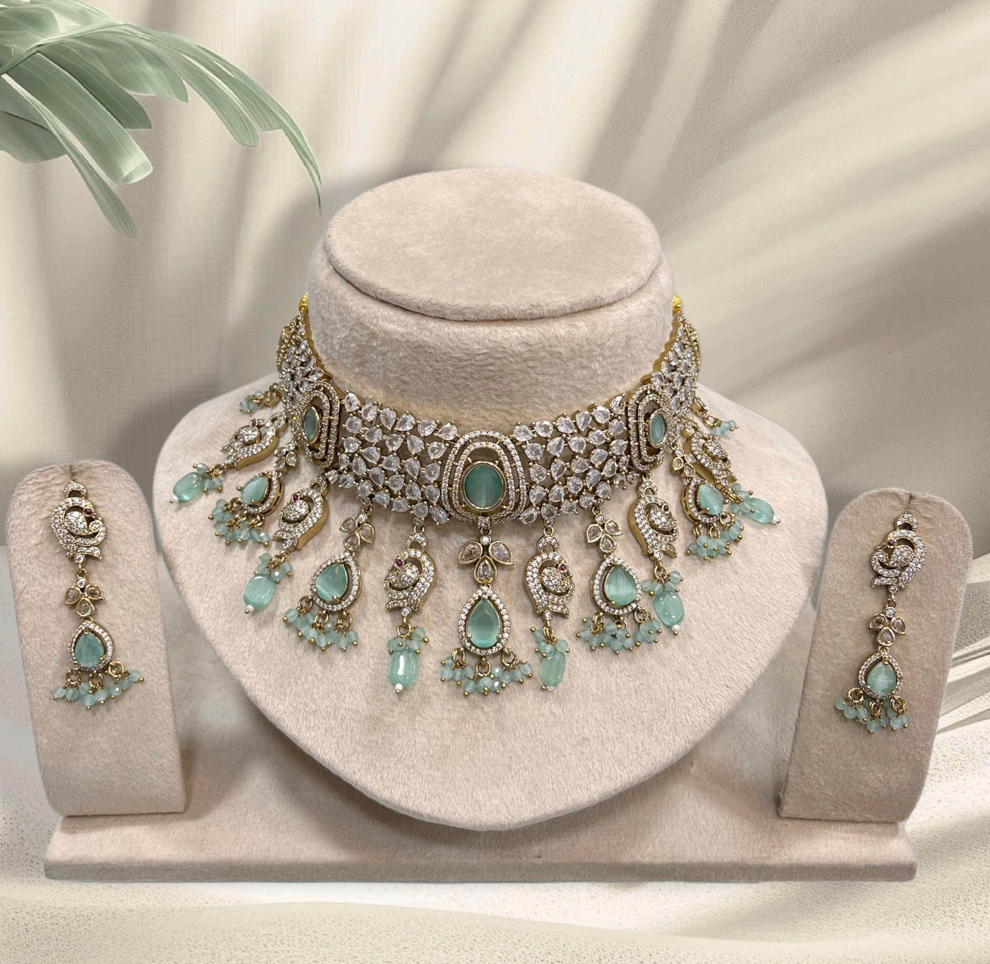 Victorian Polish with AD Stones Bridal Choker - Nakshatra Jewels