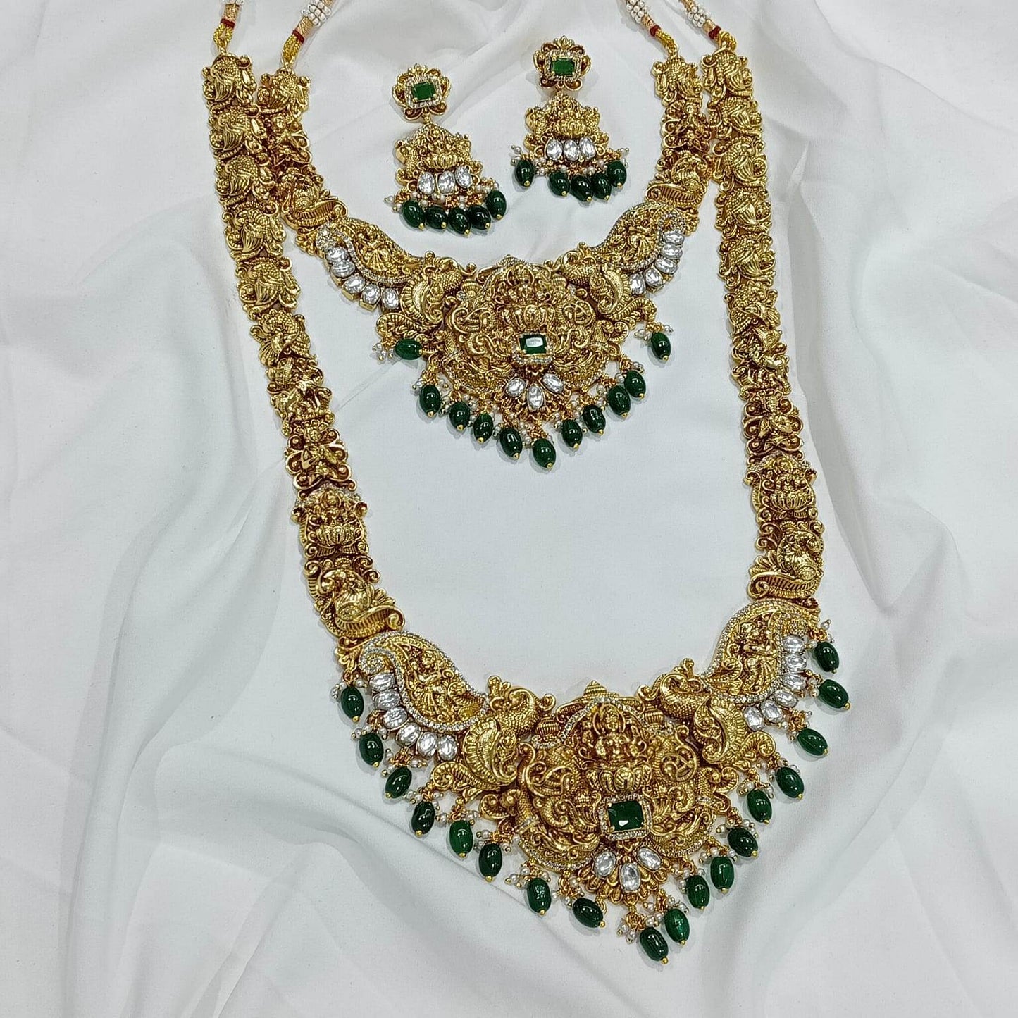 Nakshi Work with Ad Stones Bridal Combo Set - Nakshatra Jewels