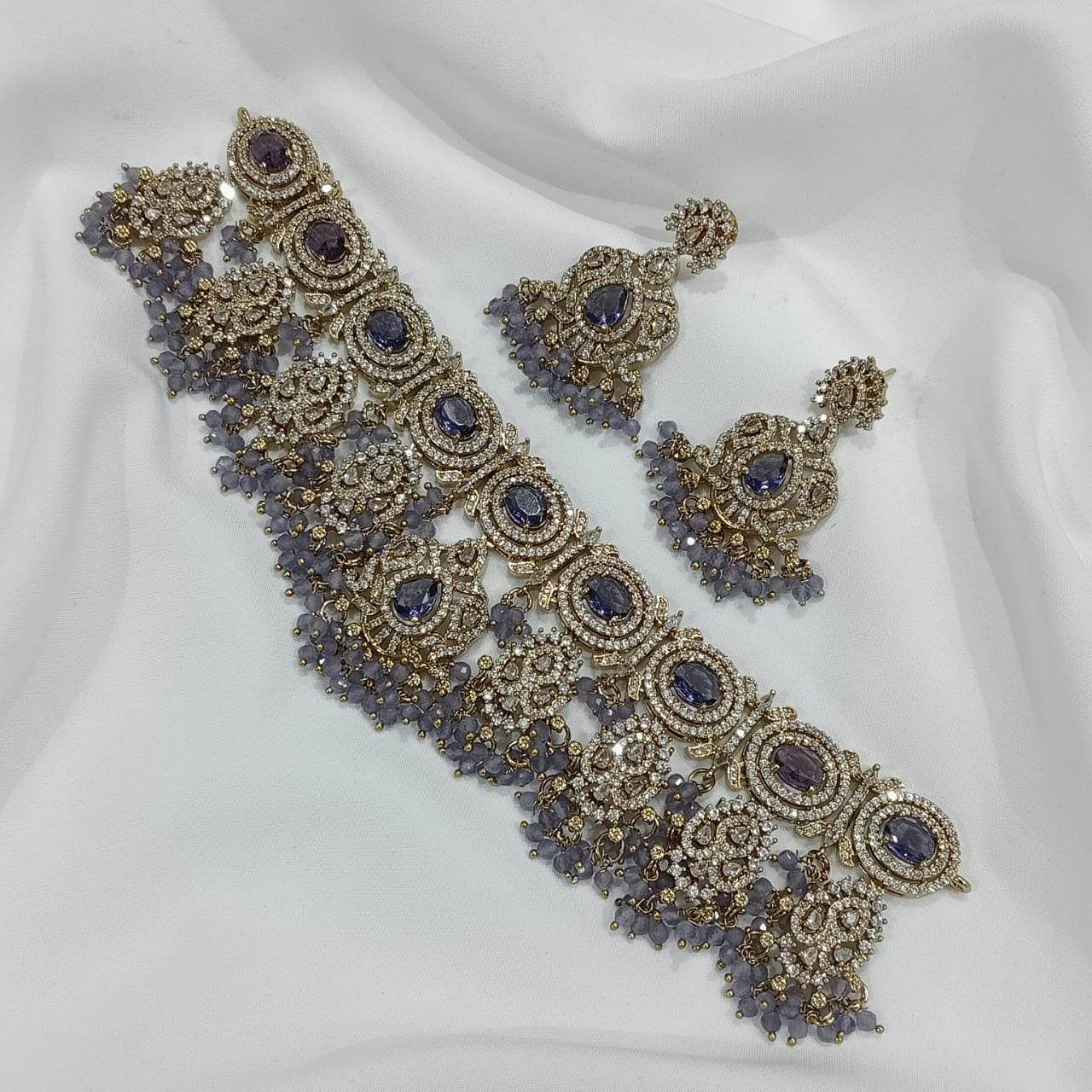 Victorian Polish with AD Stones Choker - Nakshatra Jewels