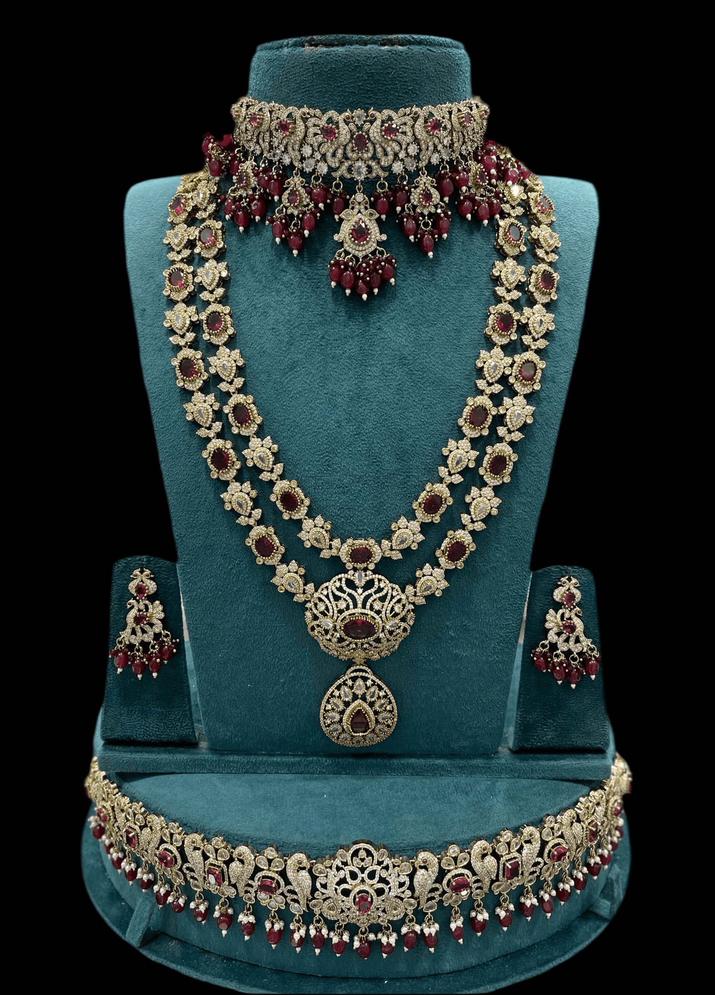Victorian Polish AD Stones Bridal Set - Nakshatra Jewels