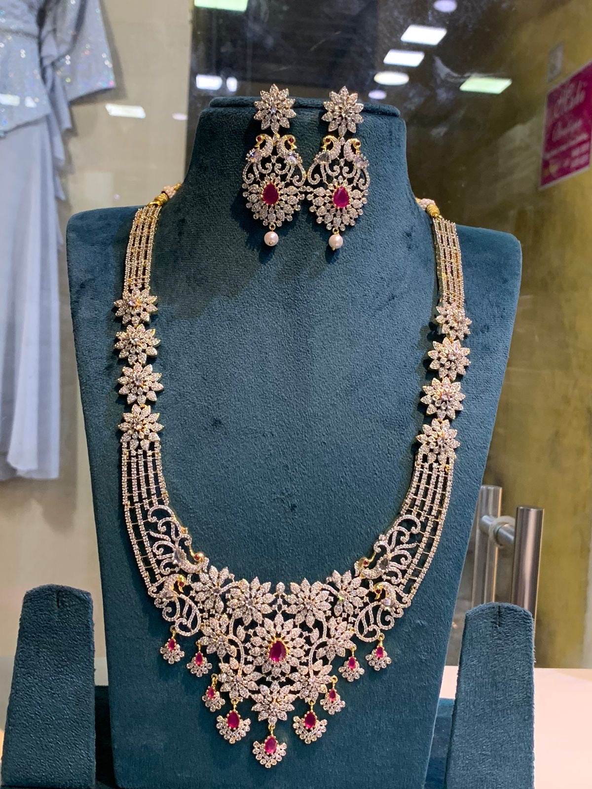 American Diamond Stones Bridal Haram - Nakshatra Jewels