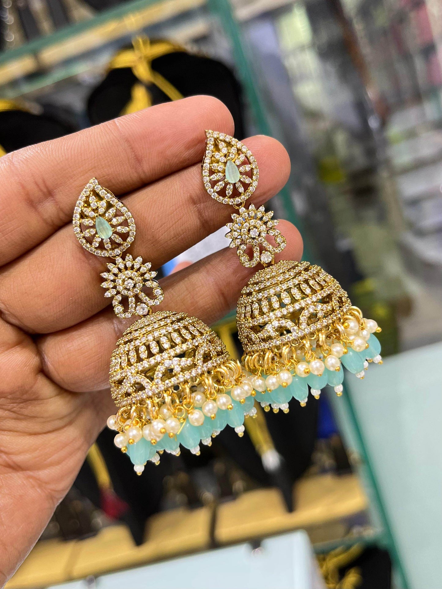 Victorian Polish AD Stones Earrings - Nakshatra Jewels