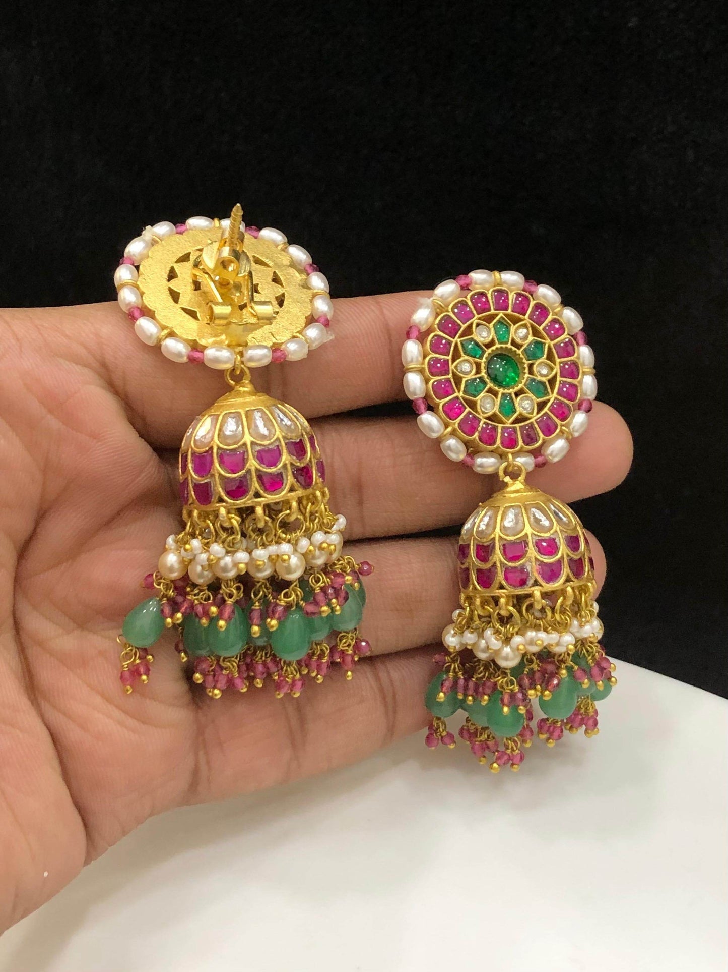 Jaadu Kundan Stones Bridal Earrings - Nakshatra Jewels