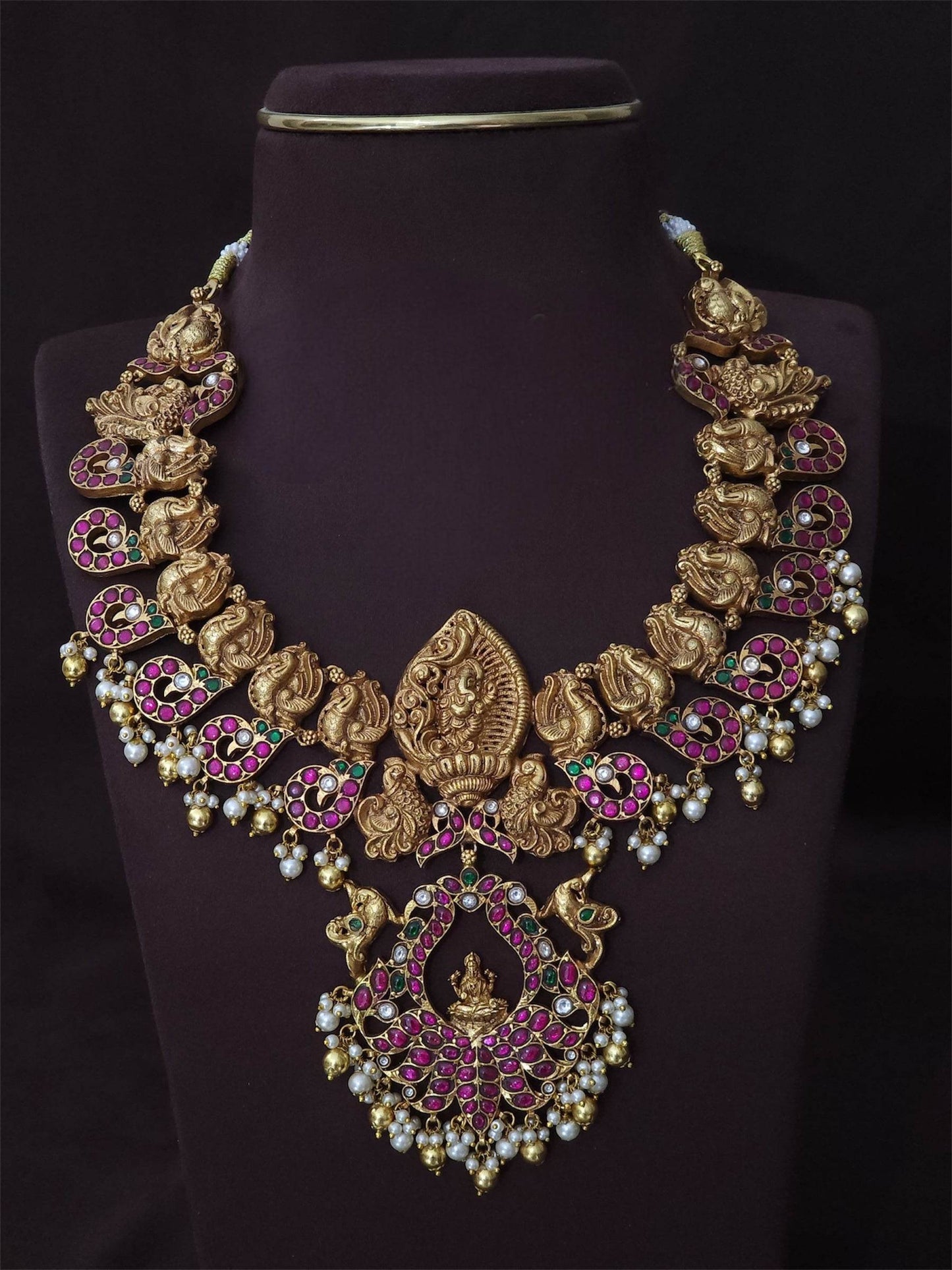 Nakshi Work with Jaadu Kundan Stones Bridal Haram - Nakshatra Jewels