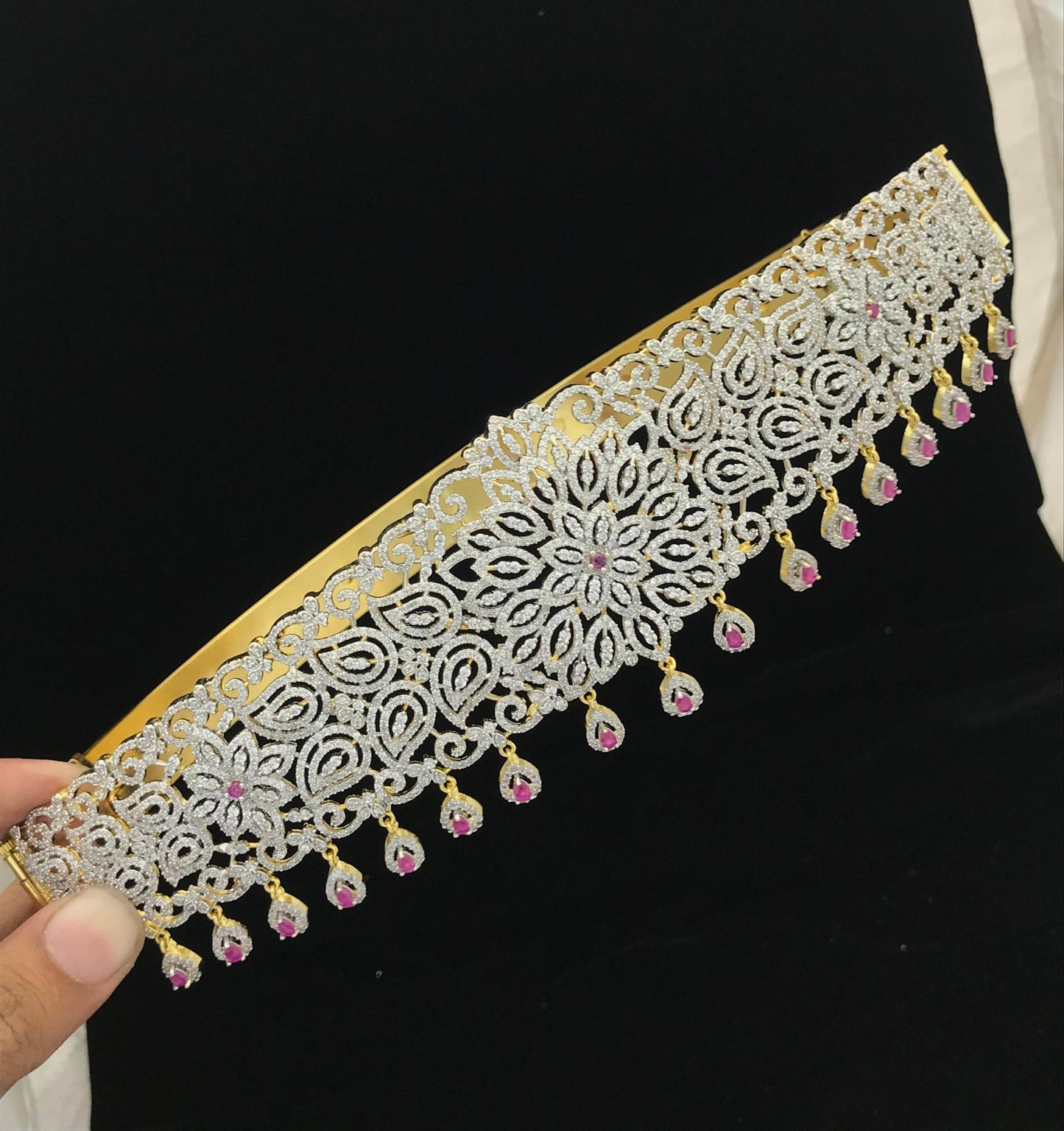 American Diamond Stones Bridal Hip Belt - Nakshatra Jewels