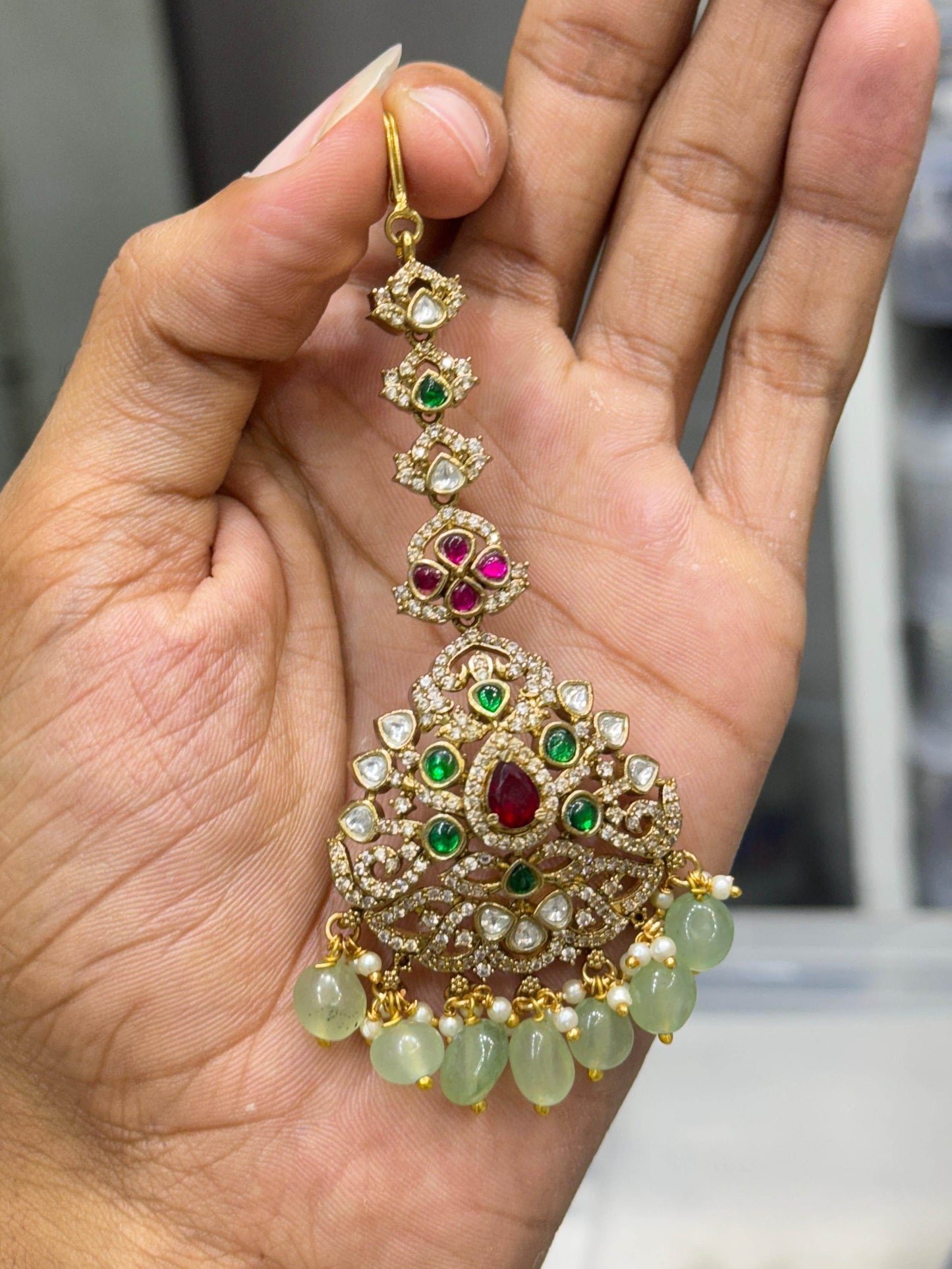 Victorian Polish AD Stones Tikka - Nakshatra Jewels