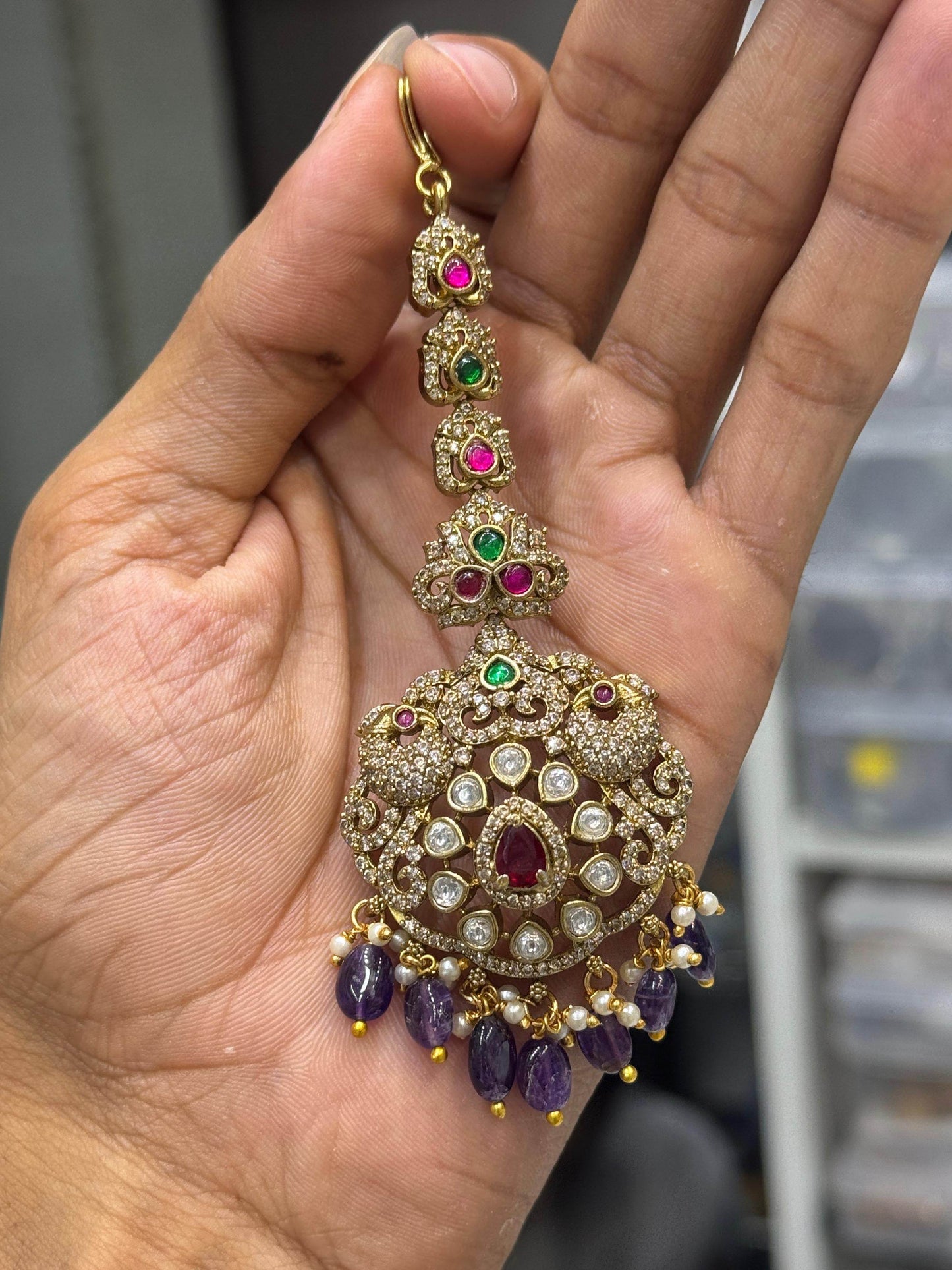 Victorian Polish AD Stones Tikka - Nakshatra Jewels