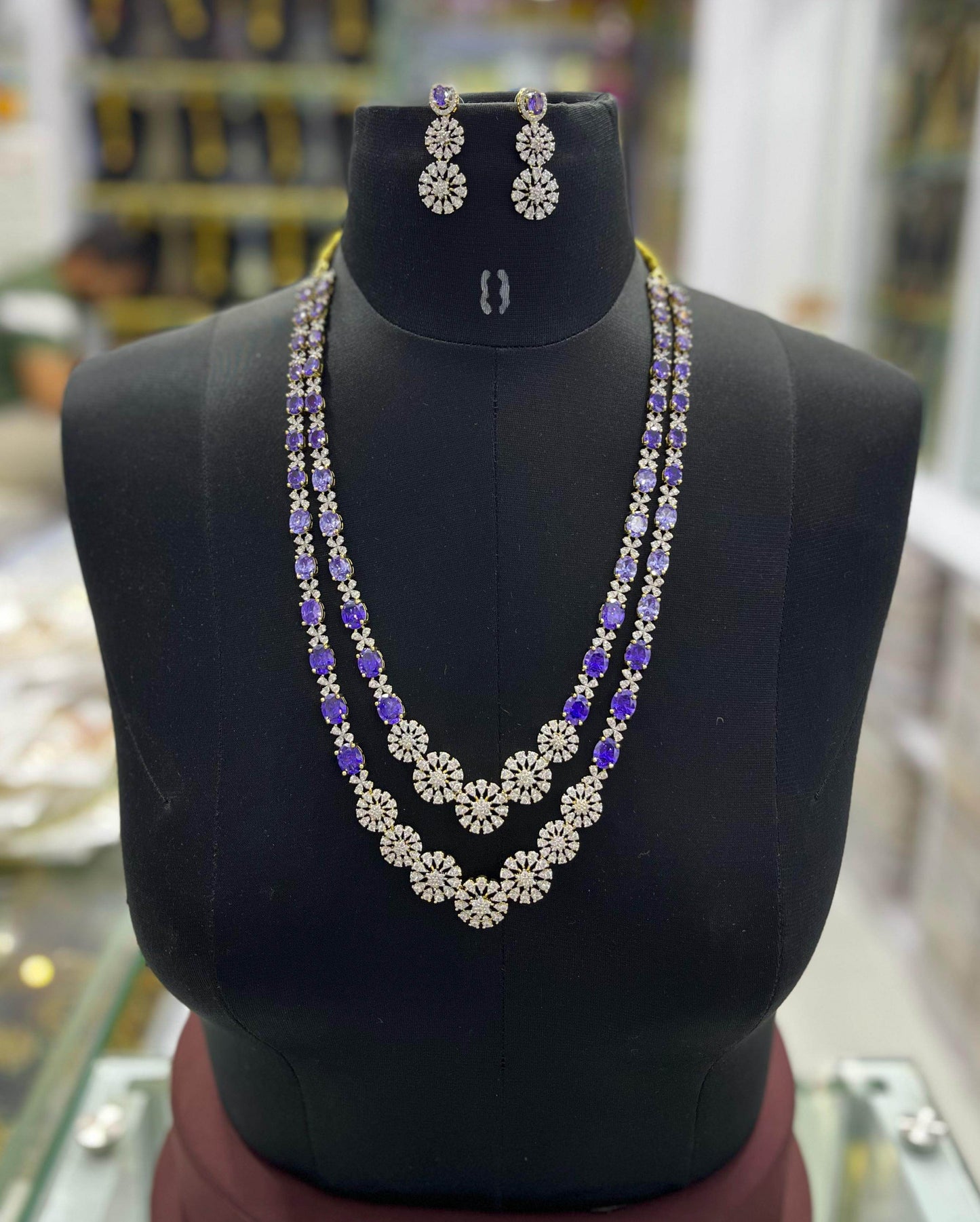 American Diamond Stones Layer Haram - Nakshatra Jewels