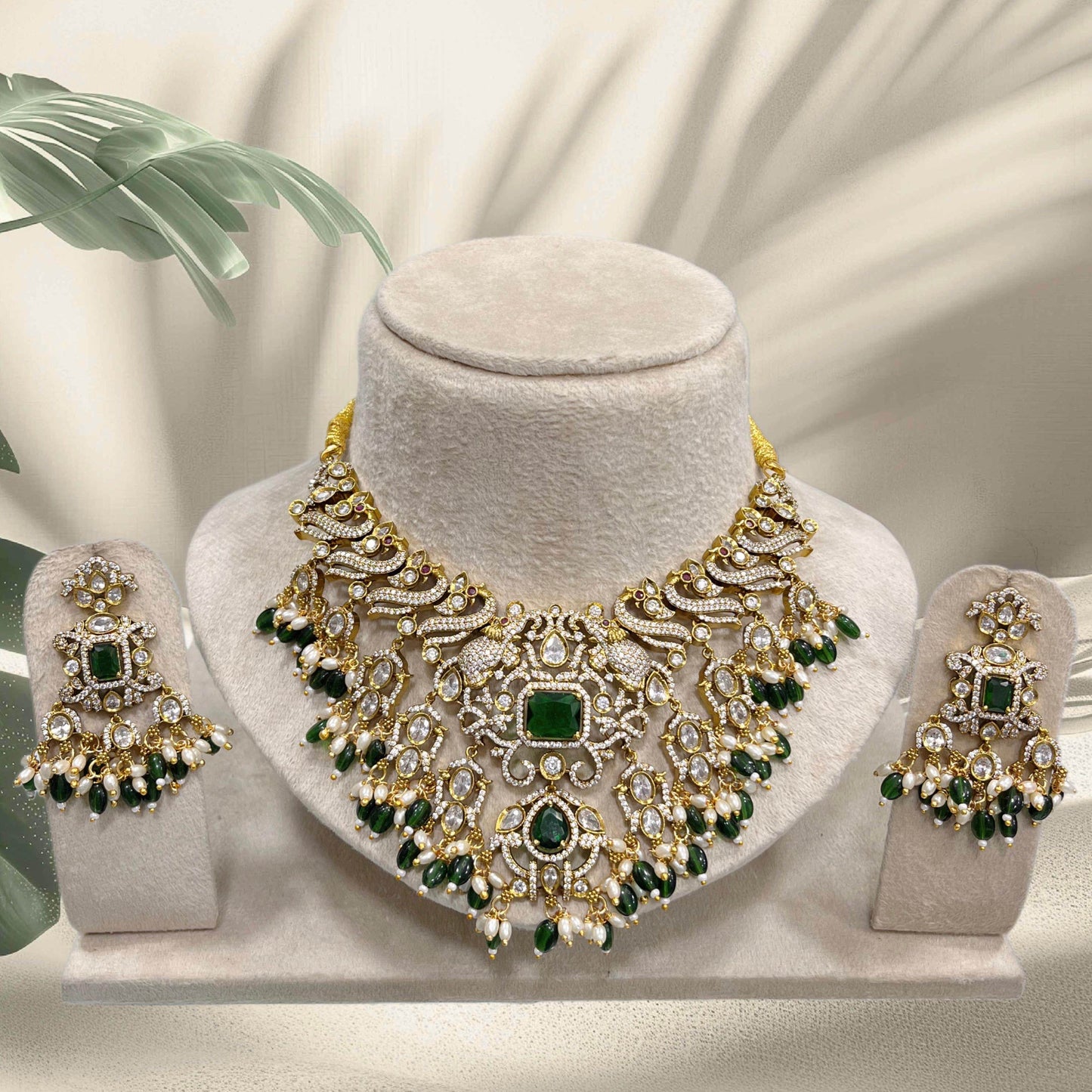 Victorian Polish with AD Stones Bridal Choker - Nakshatra Jewels