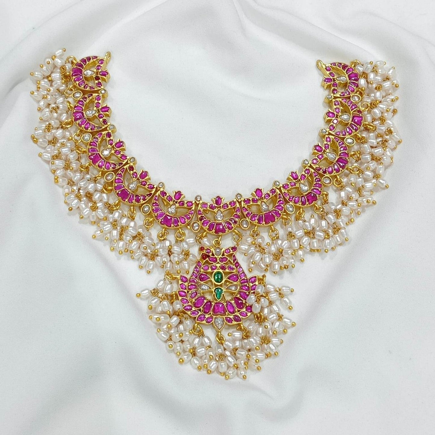 Jadau Kundan Stones Bridal Necklace - Nakshatra Jewels