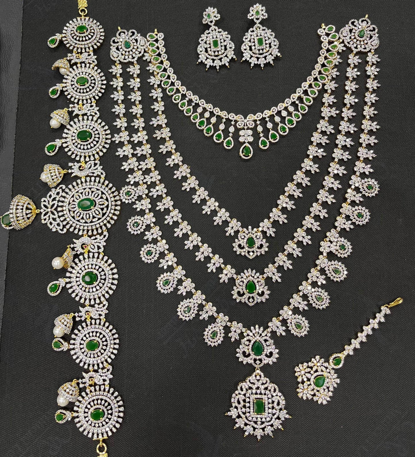 American Diamond Stones Bridal Combo Set - Nakshatra Jewels