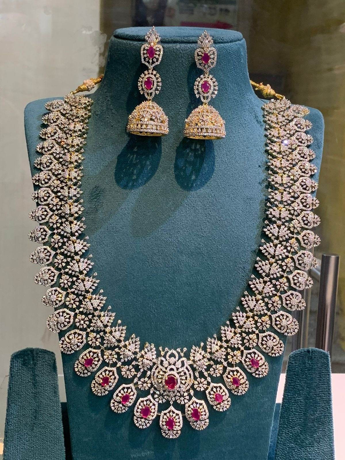 American Diamond Stones Bridal Haram - Nakshatra Jewels