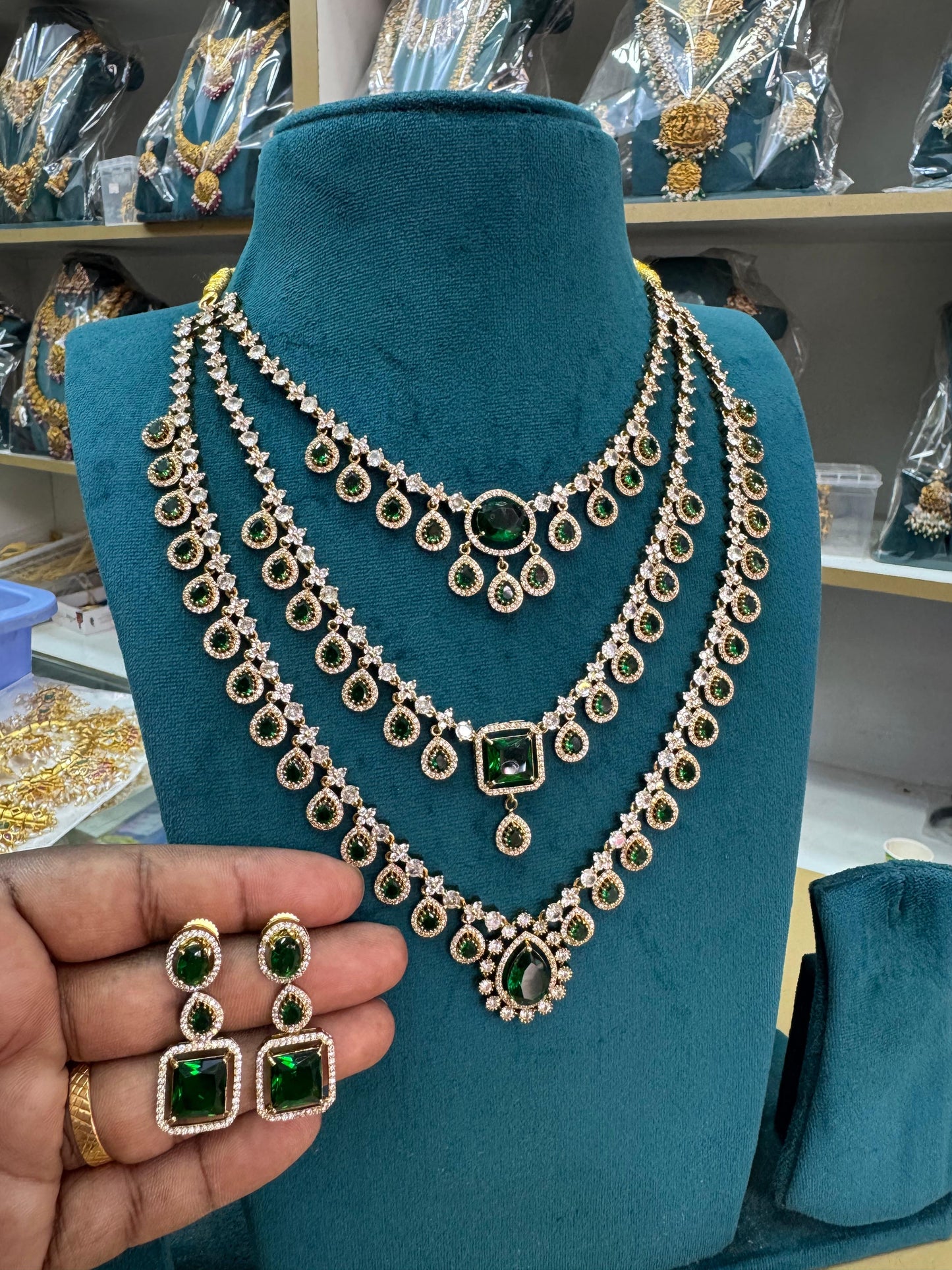 Victorian Polish with AD Stones Layer Necklace