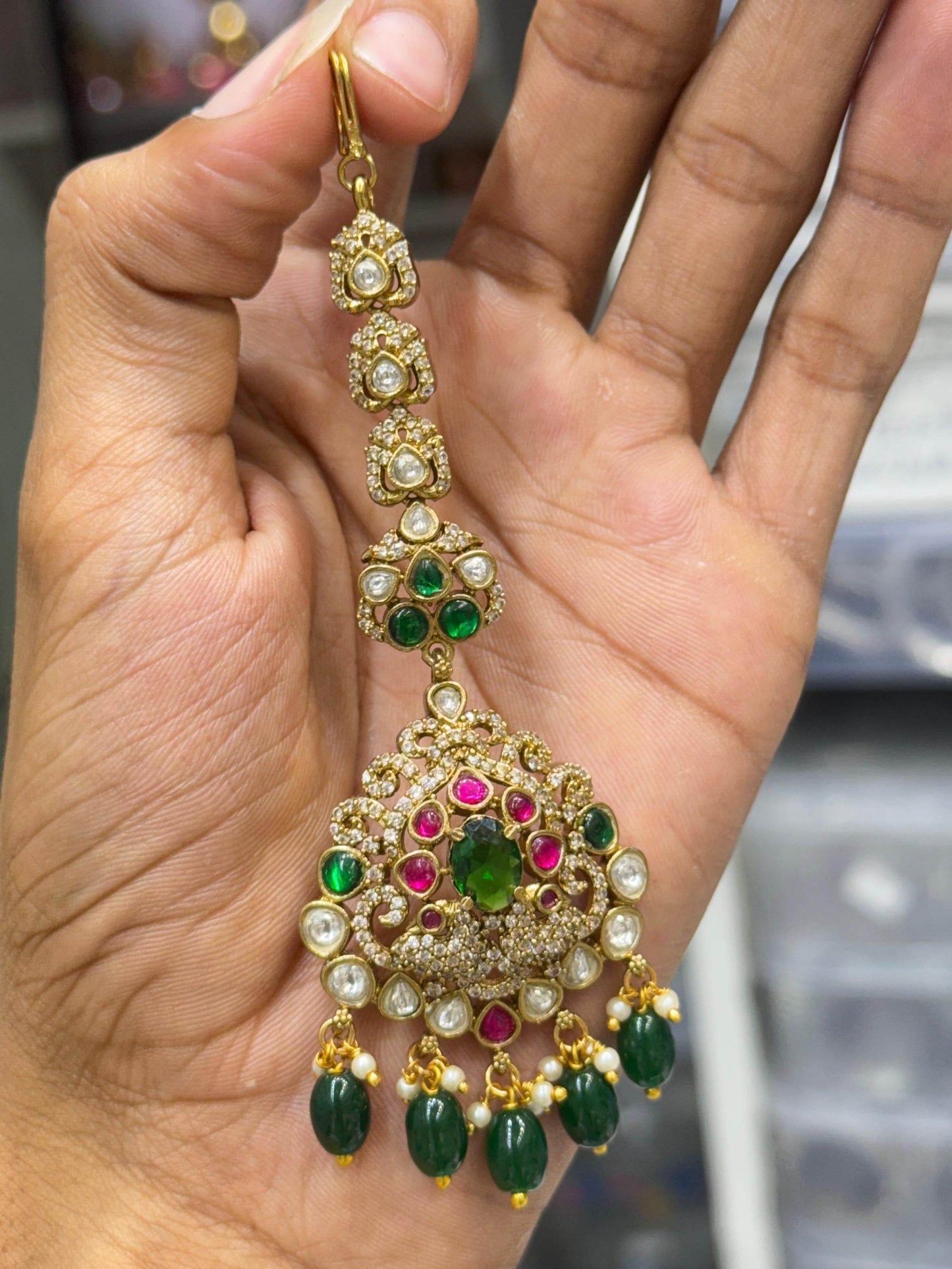Victorian Polish AD Stones Tikka - Nakshatra Jewels