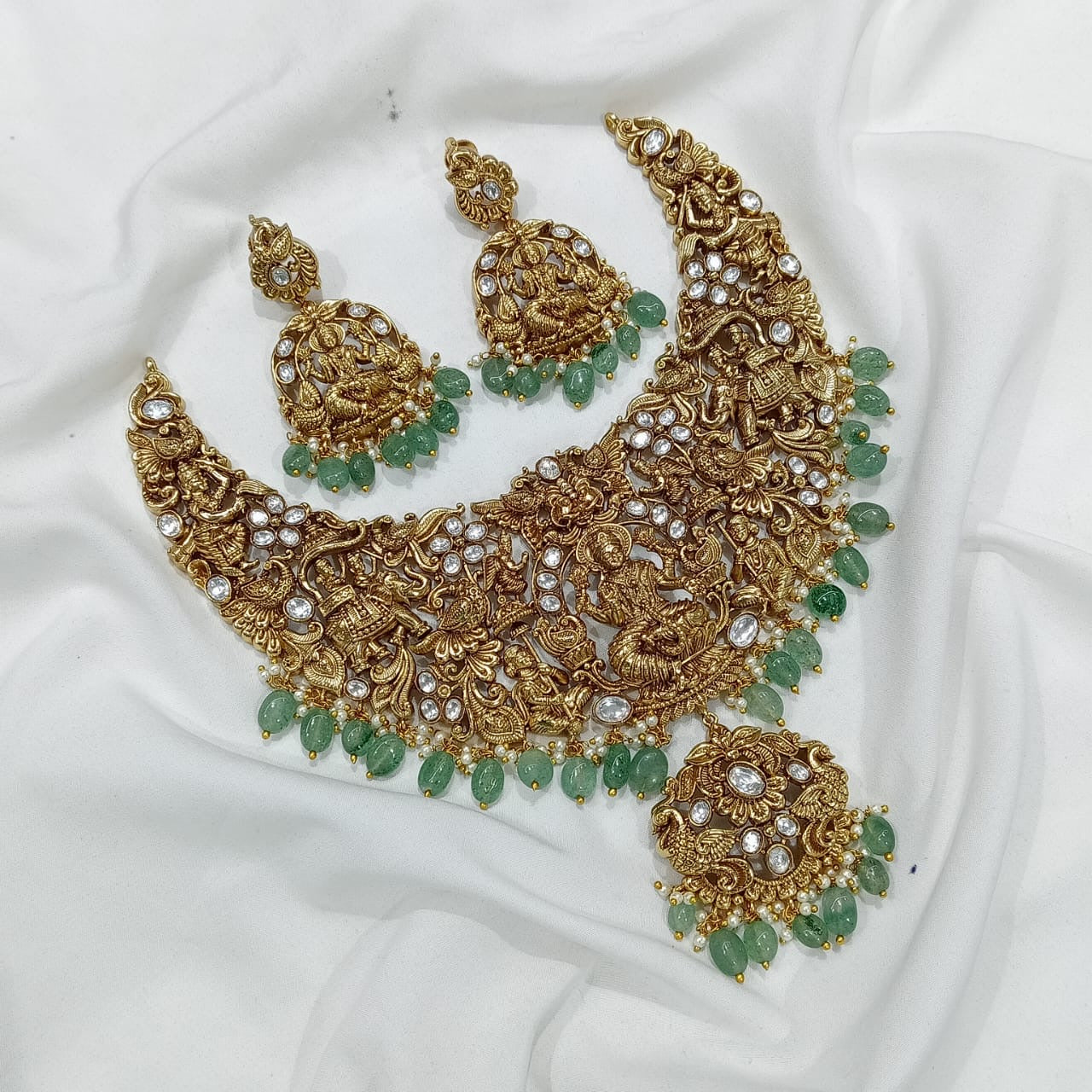 Nakshi Work with Mossanite Stones Bridal Necklace