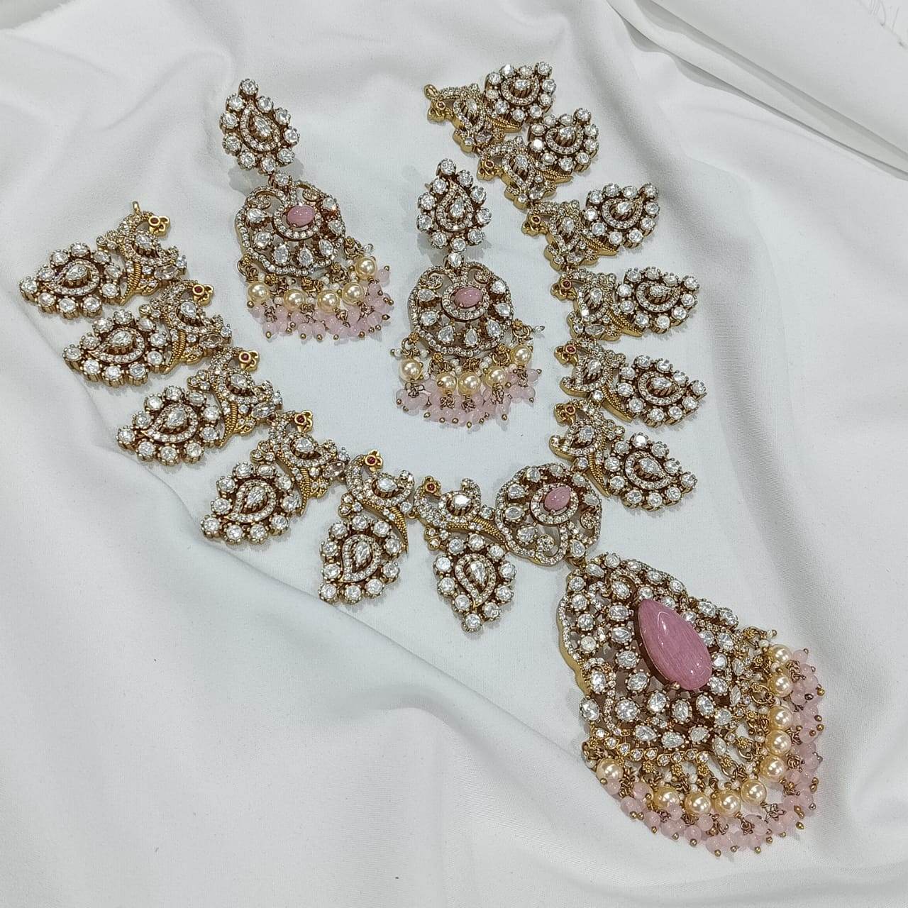 Moissanite & AD Stones Bridal Necklace - Nakshatra Jewels