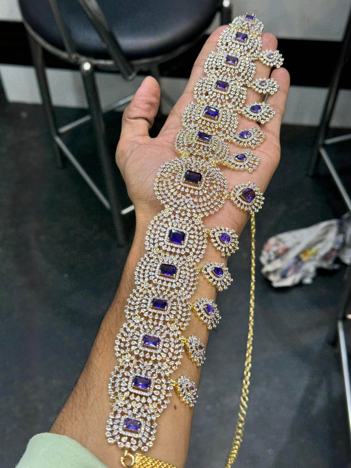 American Diamond Stones Bridal Hip Chain - Nakshatra Jewels