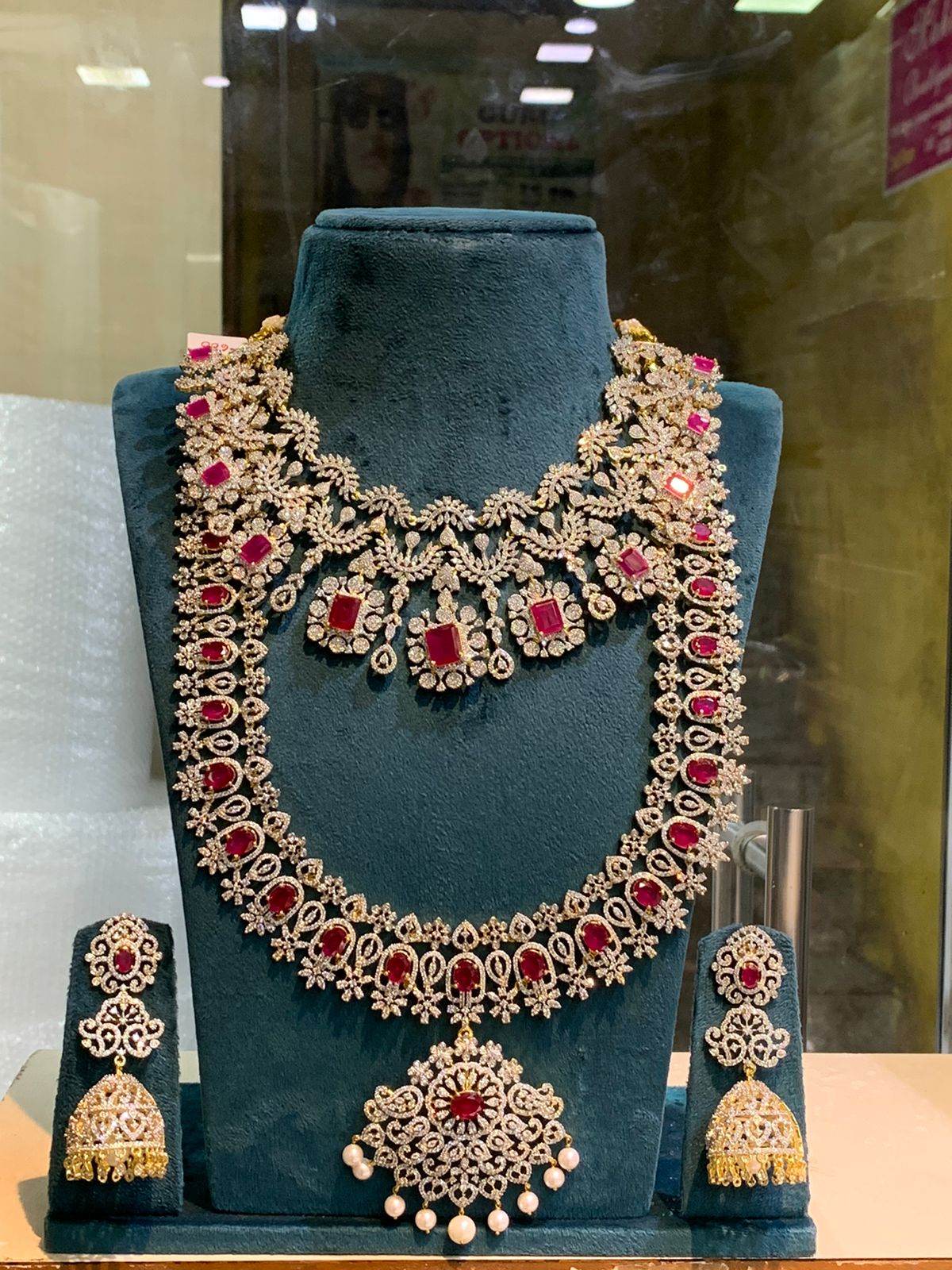 American Diamond Stones Bridal Combo Set - Nakshatra Jewels
