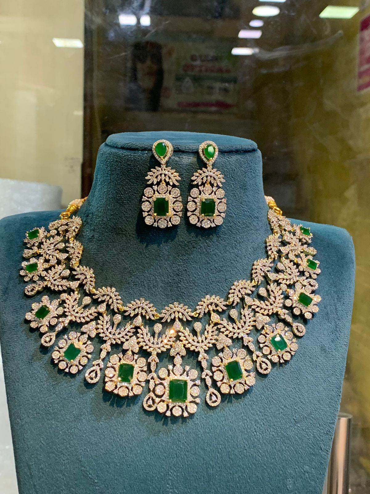 American Diamond Stones Bridal Necklace - Nakshatra Jewels