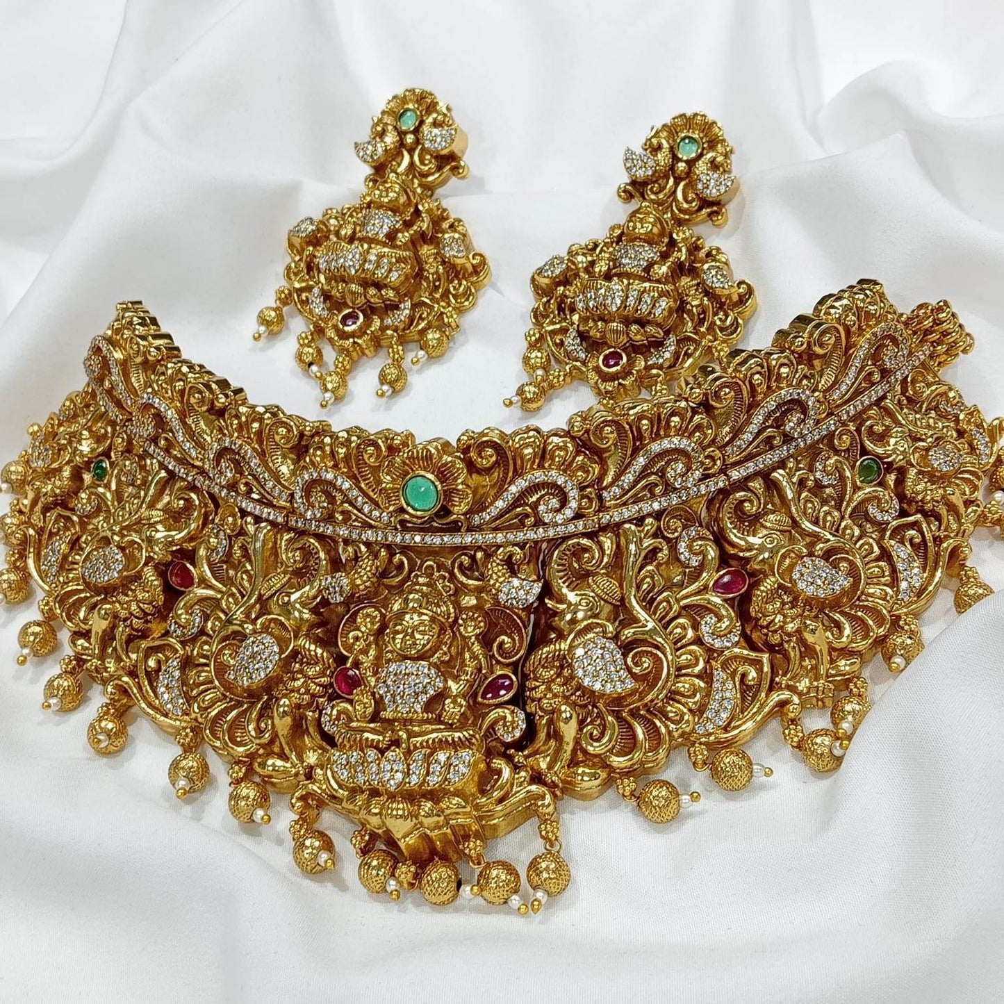 Nakshi Work with Ad stones Choker - Nakshatra Jewels