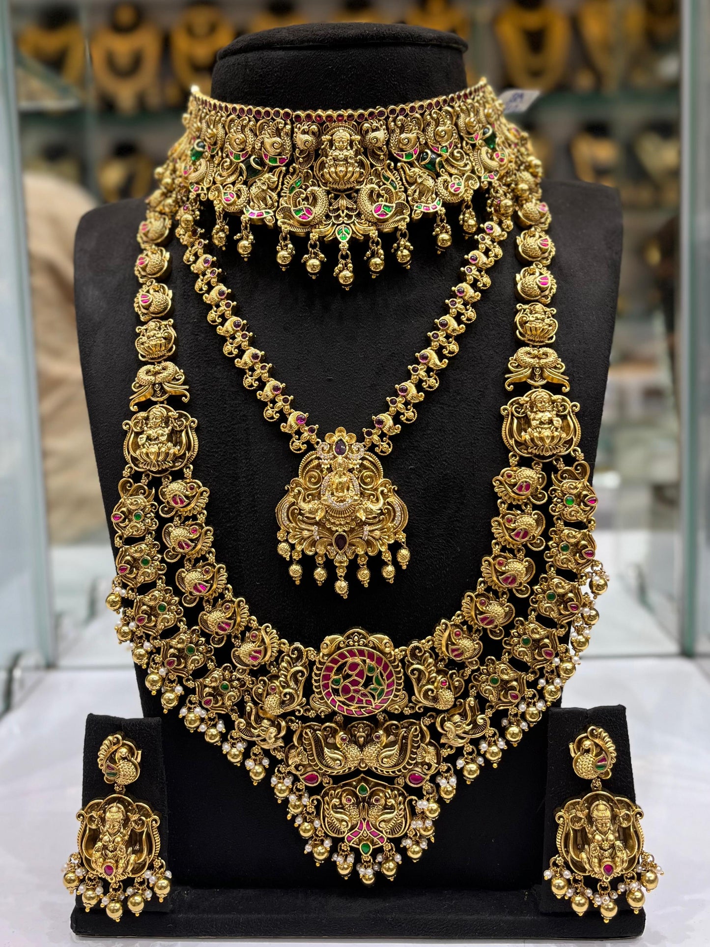 Nakshi Work with Kundan Stones Bridal Combo Set