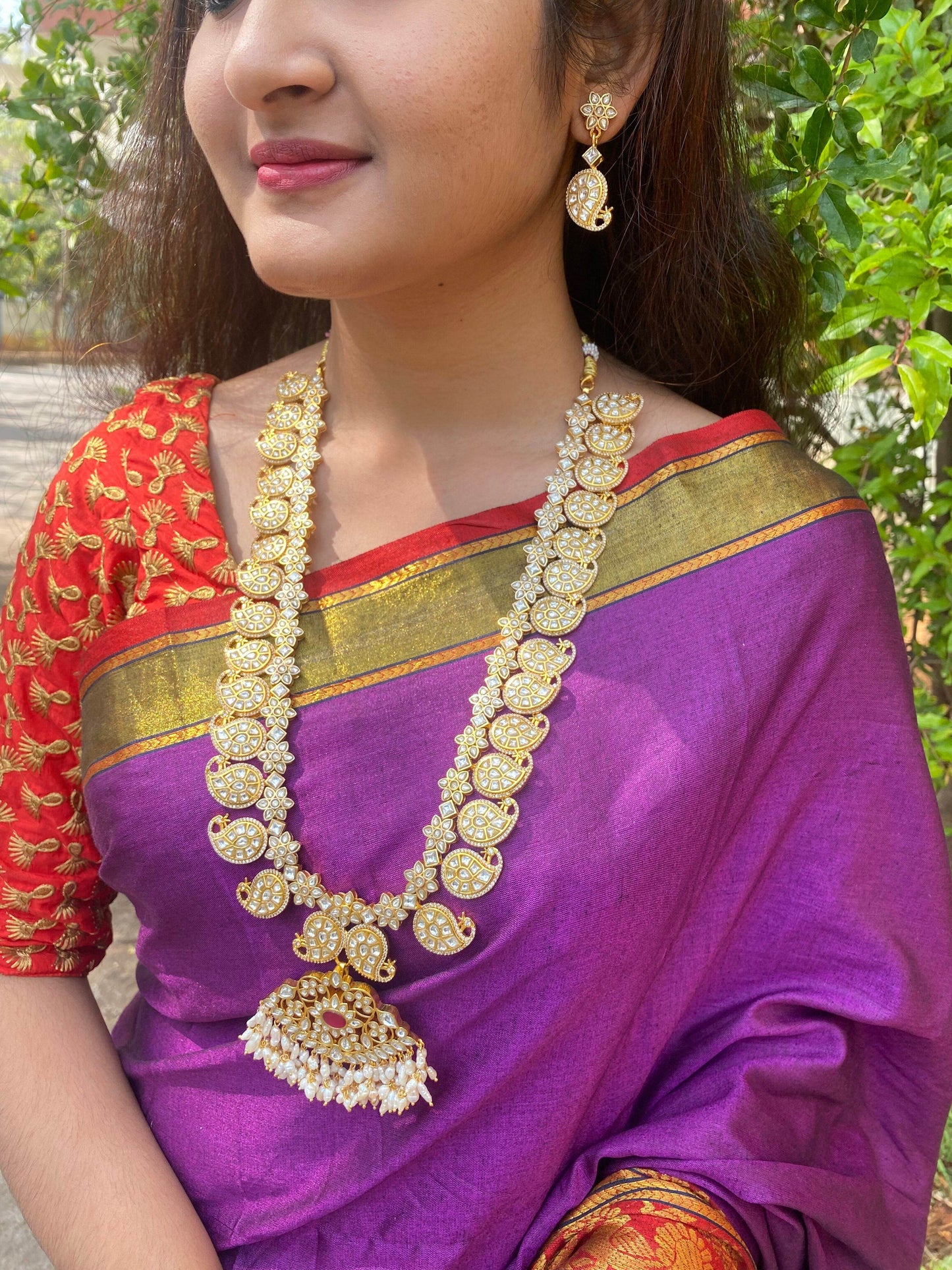 Jadau Kundan Stones Mango Haram (New Design) - Nakshatra Jewels