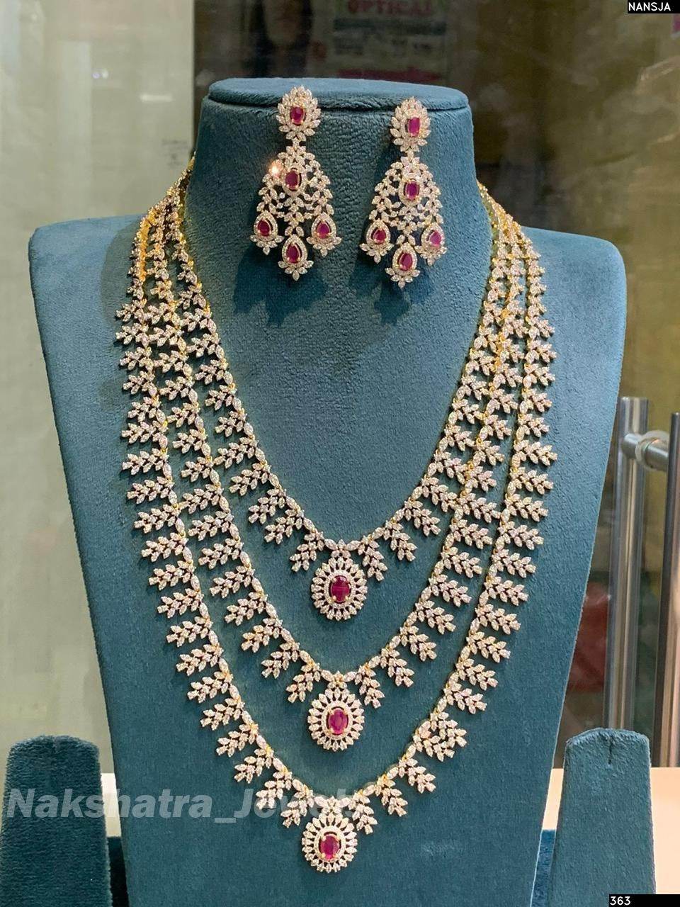 American Diamond Stones Bridal Layer Haram - Nakshatra Jewels