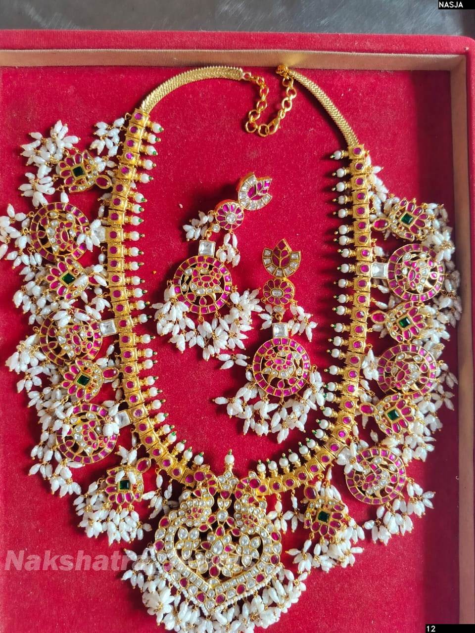 Jaadu Kundan Stones with Rice pearls Bridal Haram - Nakshatra Jewels