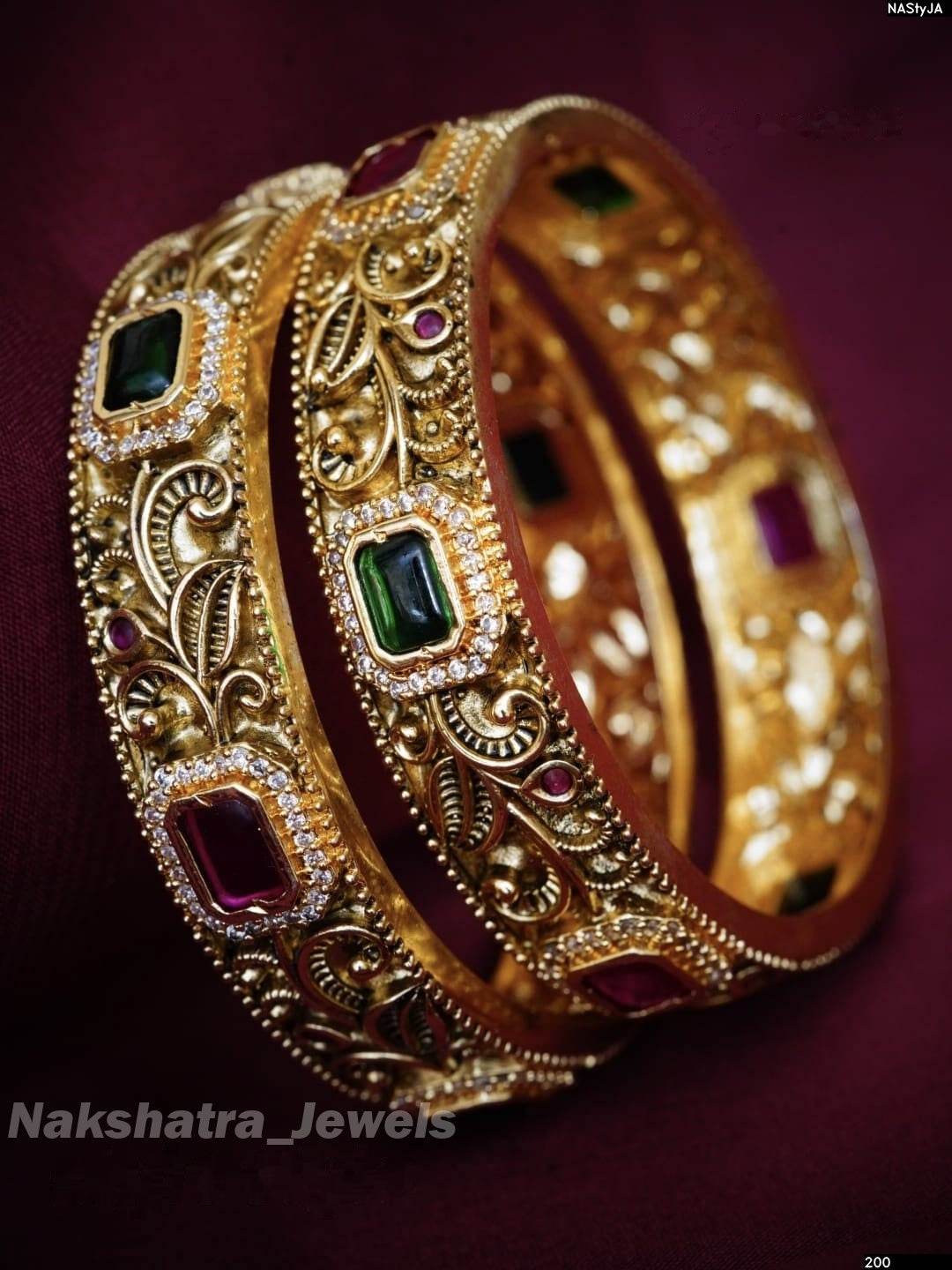 Premium Matt with Kempu Stone Bangles - Nakshatra Jewels