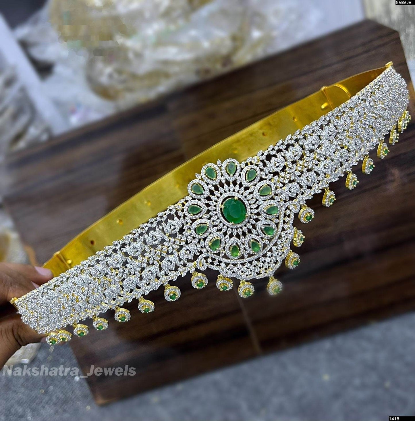 American Diamond Stones Bridal Hip Belt - Nakshatra Jewels