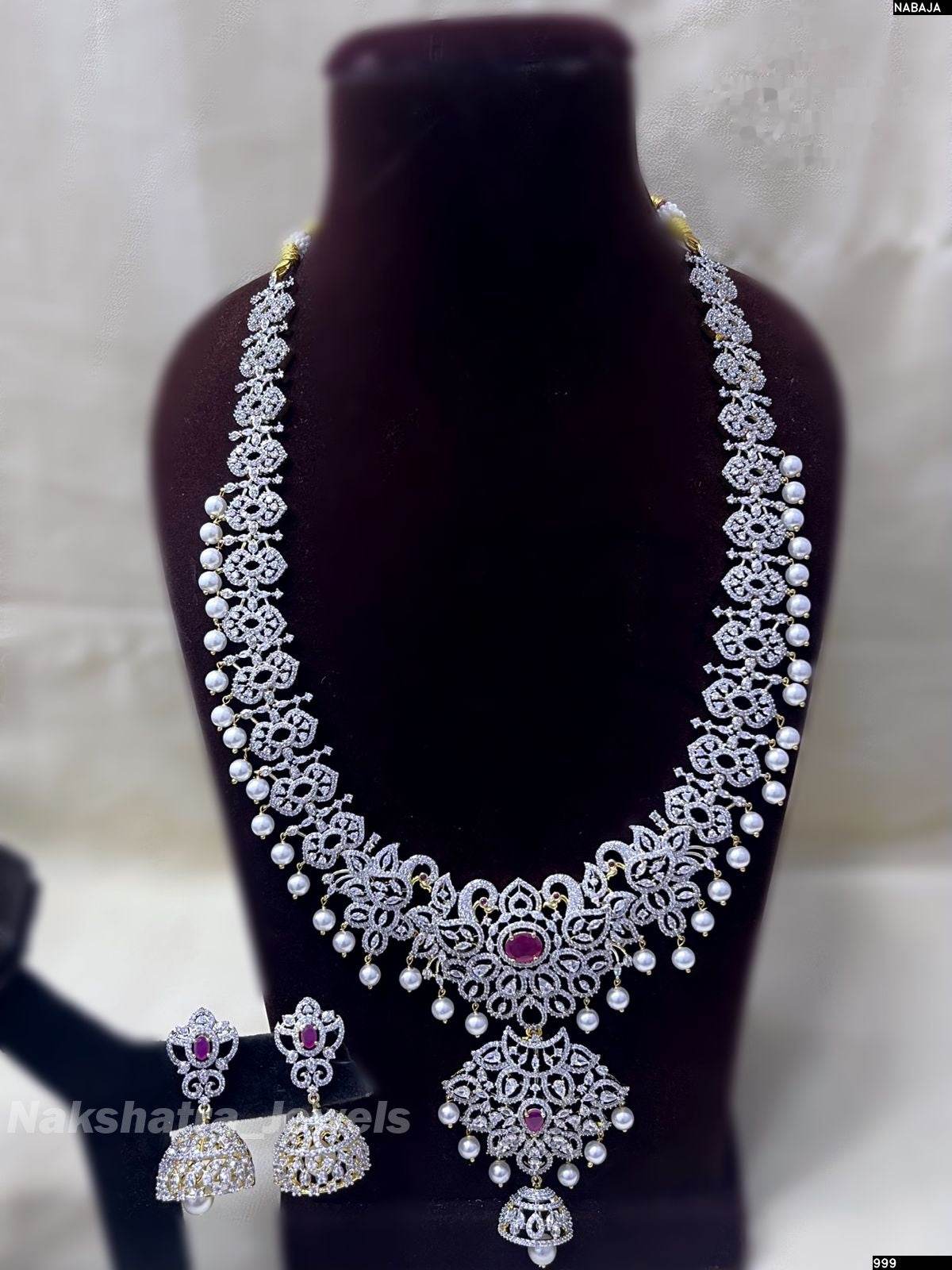 American Diamond Stones Bridal Haram - Nakshatra Jewels