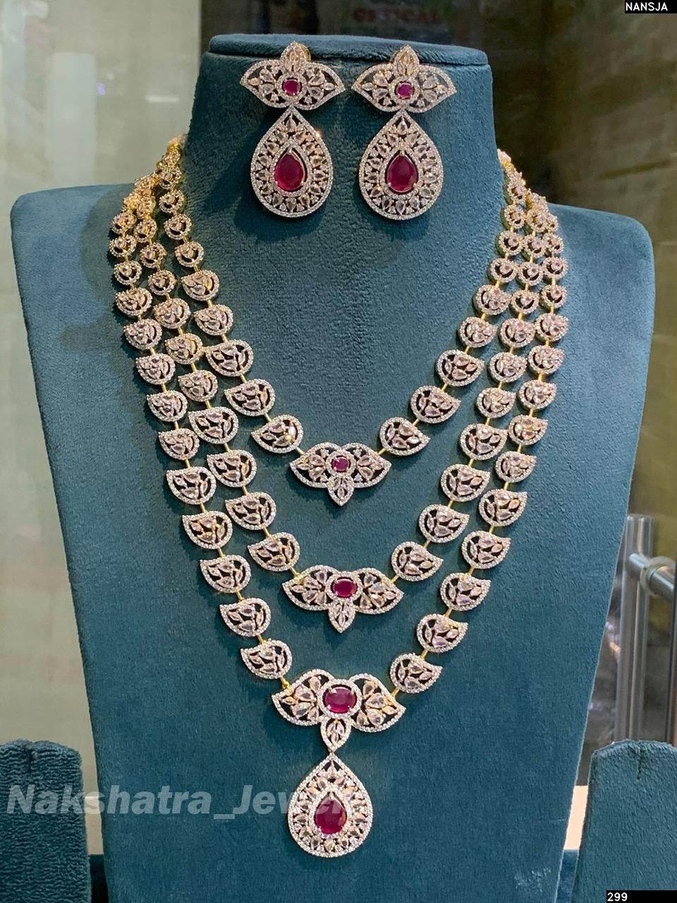 American Diamond Stones Bridal Layer Haram - Nakshatra Jewels