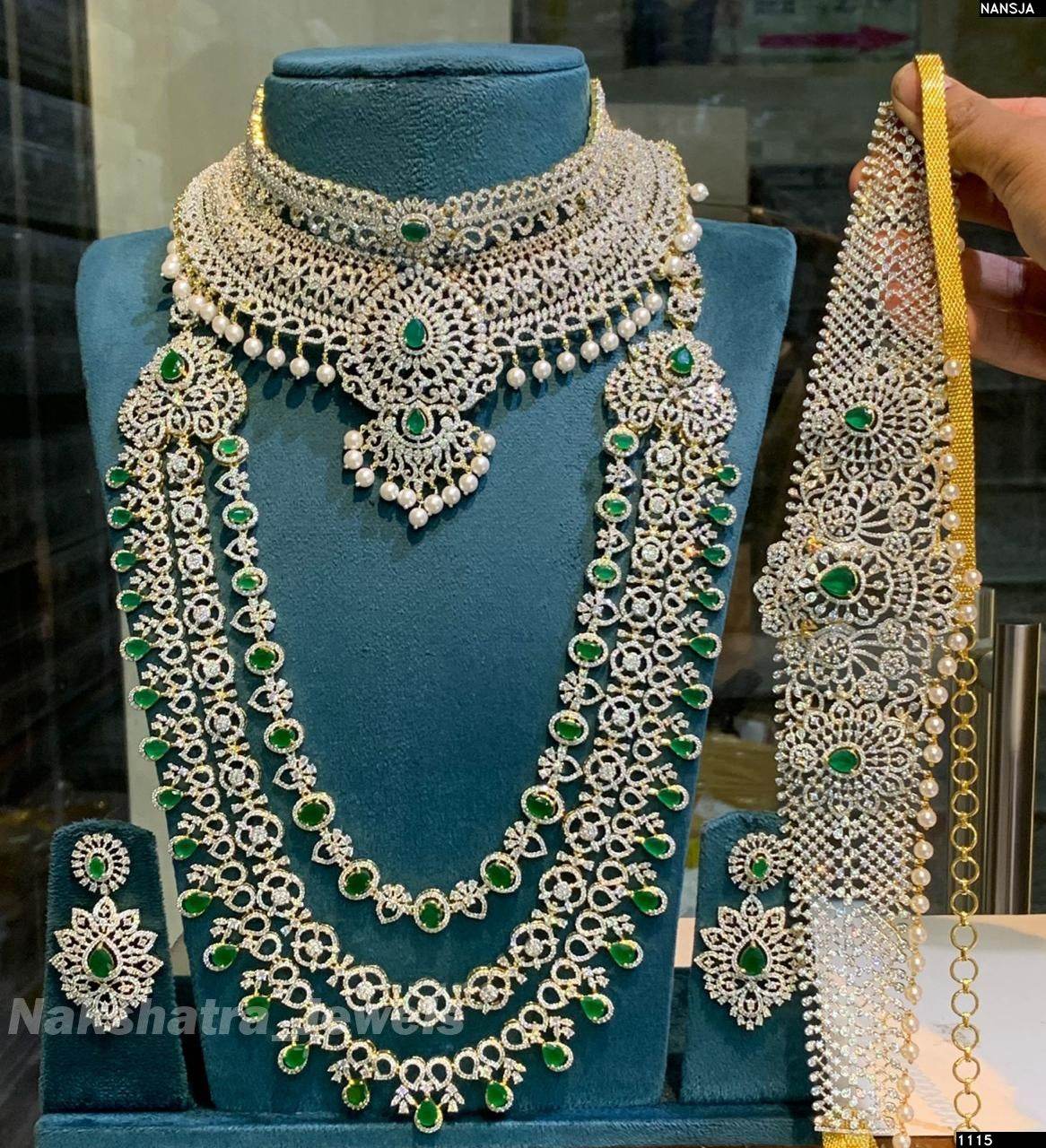 American Diamond Stones Bridal Set - Nakshatra Jewels
