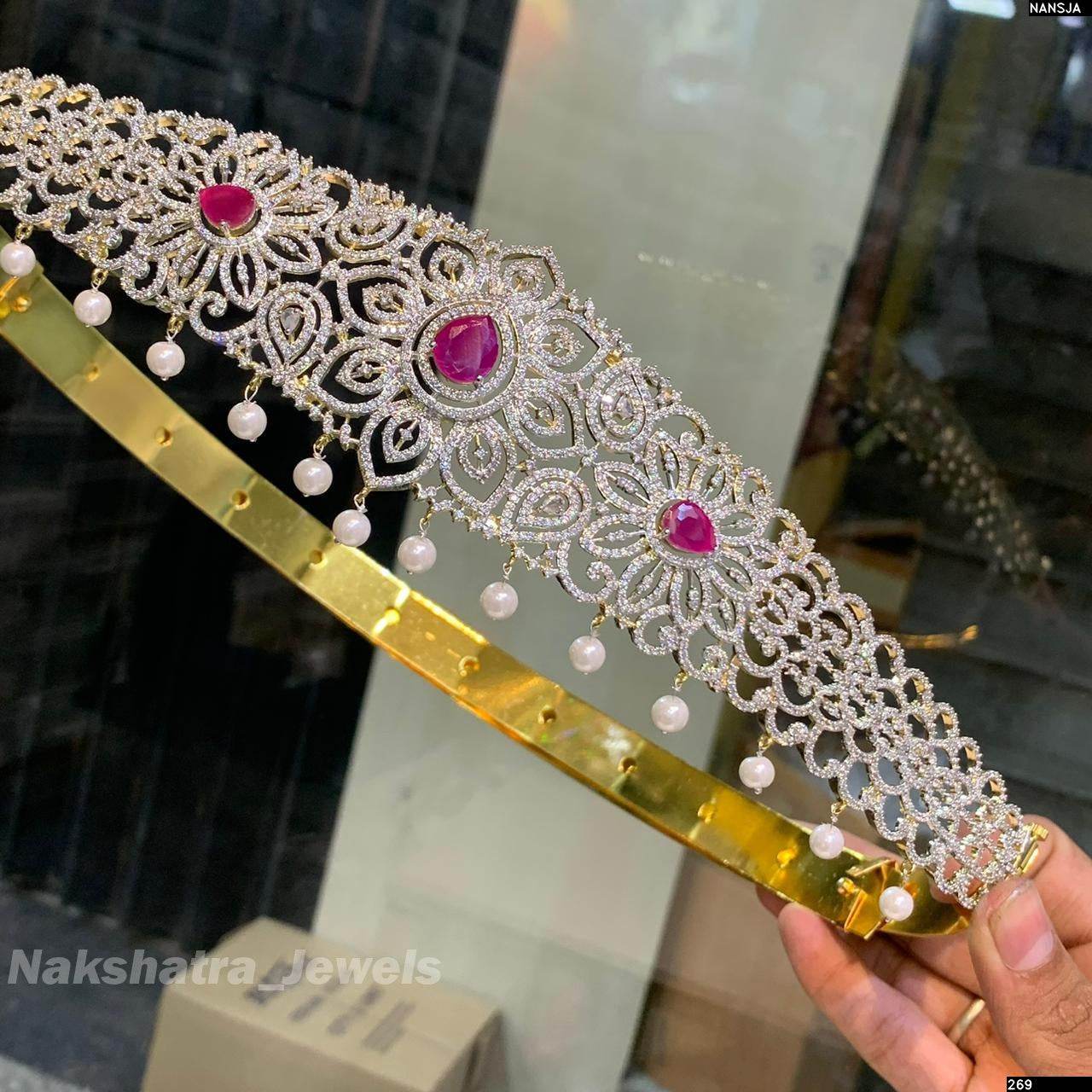 American Diamond Stones Bridal Hip Belt - Nakshatra Jewels