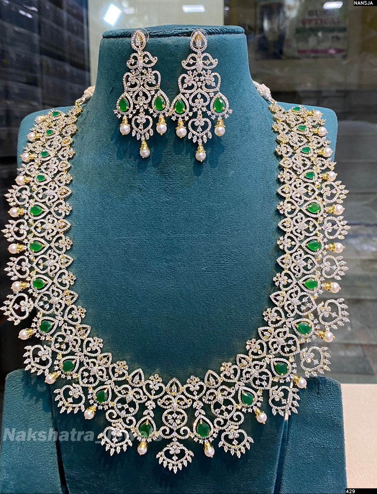 American Diamond Stones Bridal Haram - Nakshatra Jewels